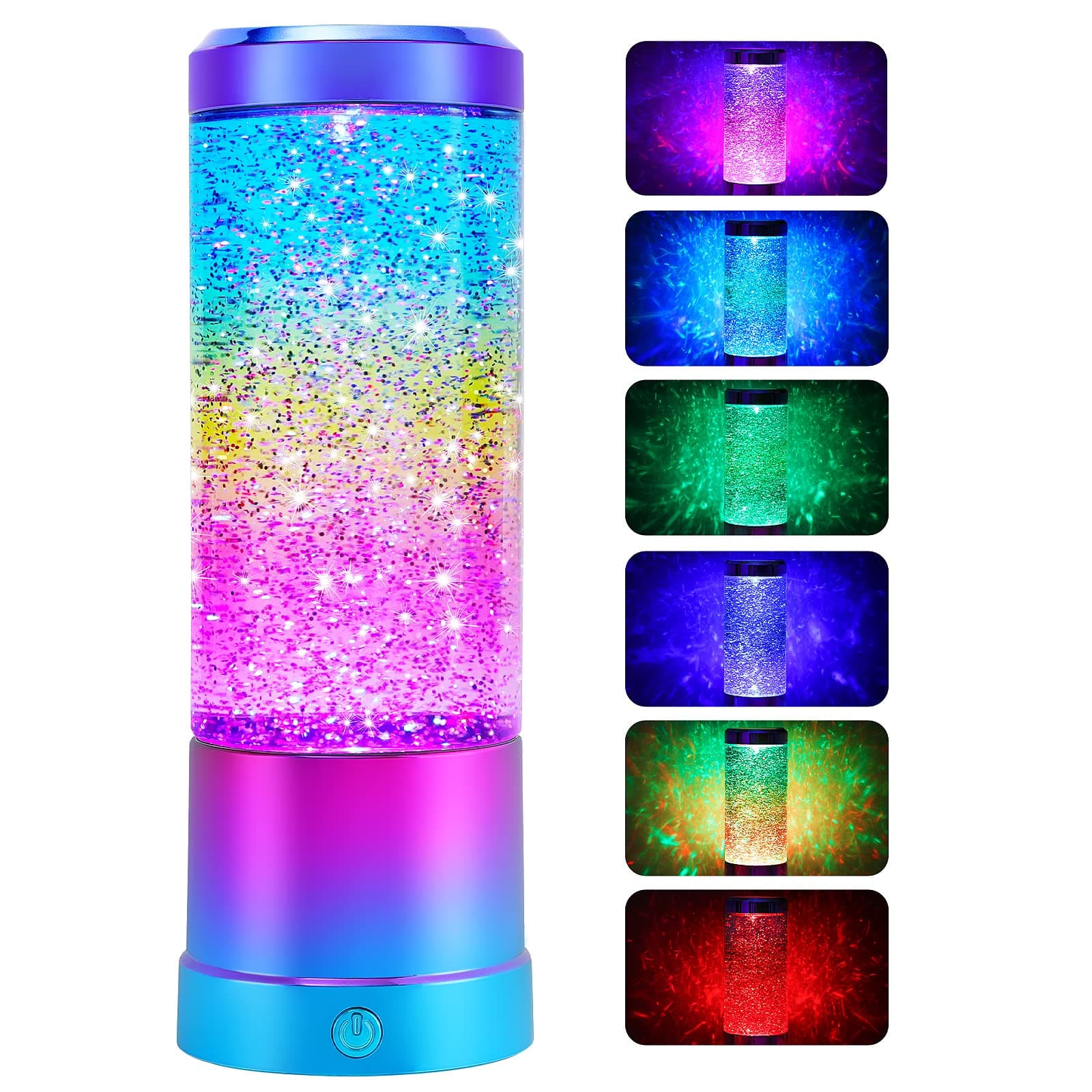 Rainbow Night Light, Glitter Lamp with Automatic Color Changing, Novelty Mood Lighting Party Room Decor for Girls Boys Adults Kids Birthday Gifts