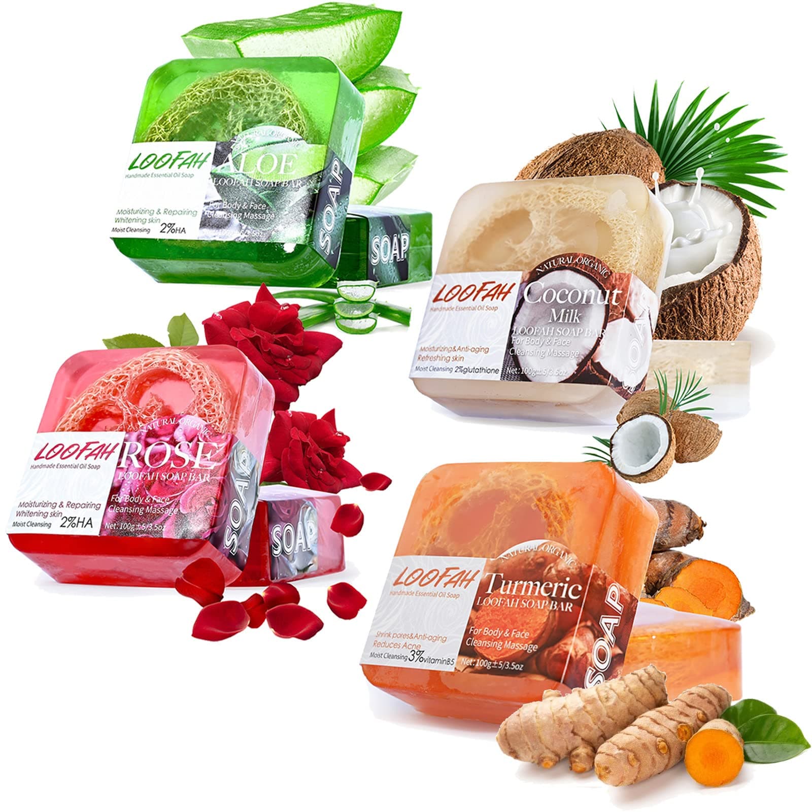 Natural Loofah Soap Bar (4PC)