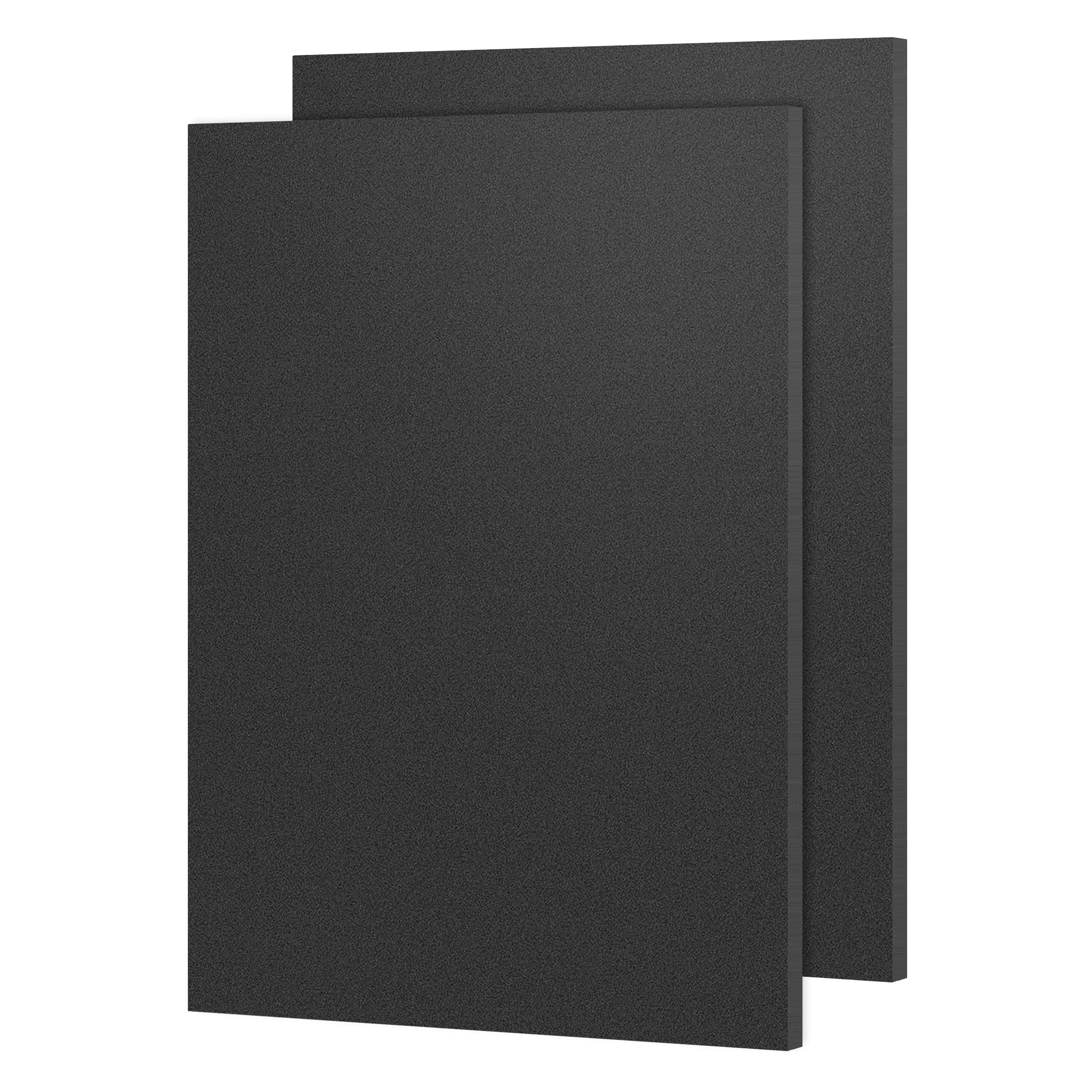 ABS Plastic Sheet 12" x 16" x 1/4" Thick (6mm) Black Rigid Moldable Thermoplastic Board for Crafts, DIY Projects, Home Decor - Textured & Smooth Surface, Pack of 2