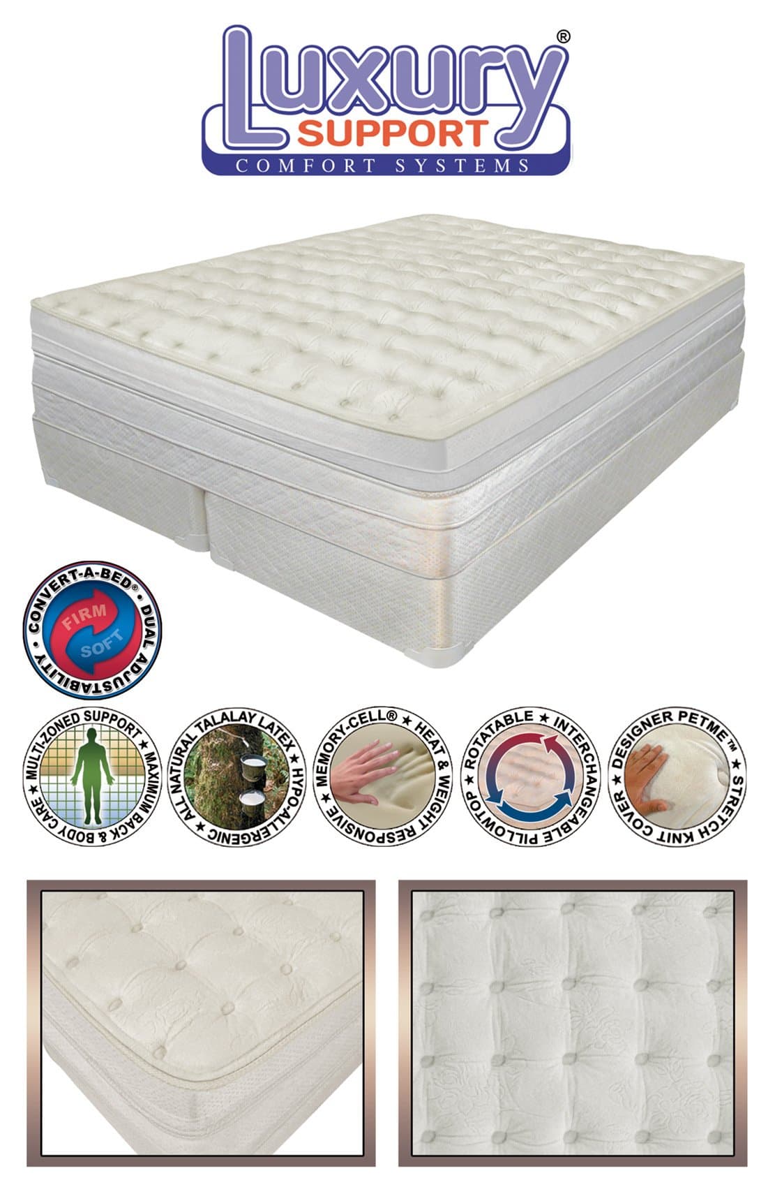 INNOMAX King Size Medallion Adjustable Sleep AIR Bed Mattress. Includes Dual Remotes with 50 Number LED Display