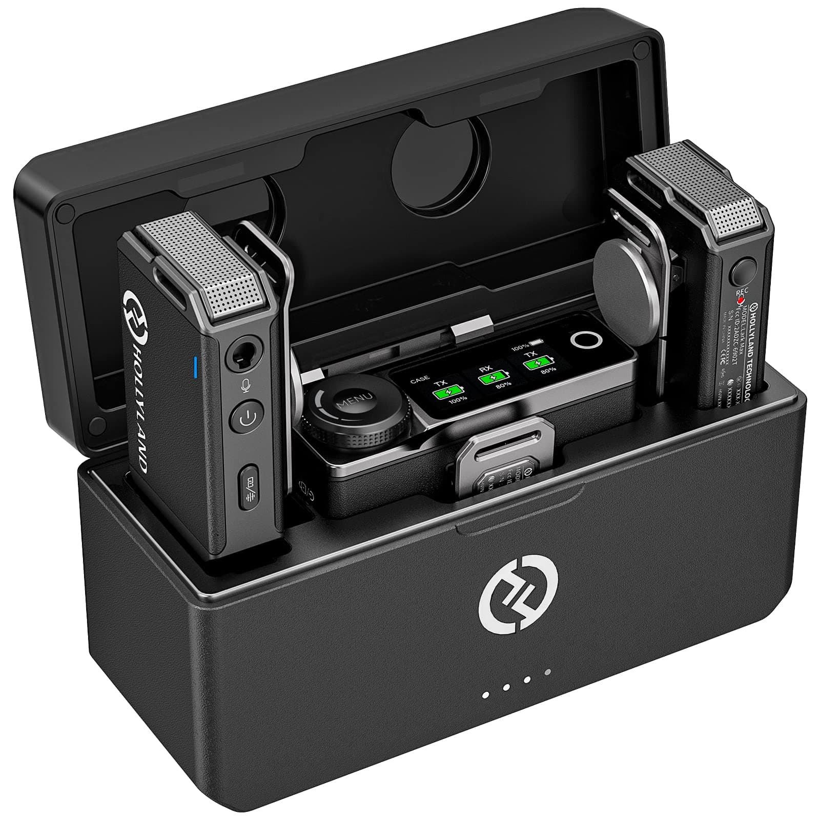 Hollyland Lark Max Wireless Lavalier Microphone System with Professional ENC, Studio Quality Audio, 22H Duration, 820ft (250m) Range, Compatible with DSLR Camera, iPhone, Android, PC-Black