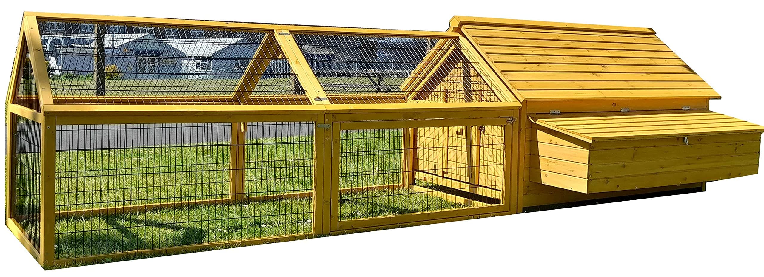 Eggshell EXTRA LARGE CHICKEN COOP AND RUN HEN HOUSE POULTRY ARK HOME NEST BOX COUP WITH SLIDE OUT CLEANING TRAY (NO SHIPING TO NORTHERN IRELAND,ISLANDS,HIGHLANDS) - THE BIGGEST HOUSE UK WIDE -