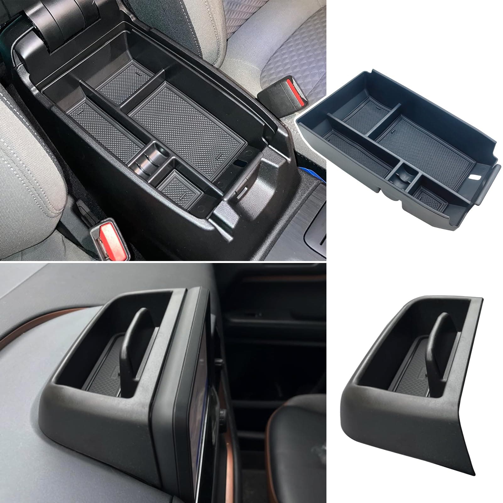 2PCS Center Console Organizer Tray and Dash Storage Tray Compatible with Ford Bronco Sport CX430 2021 2022 2023 2024 Accessories Armrest Box Insert Storage Tray ABS Plastic Material