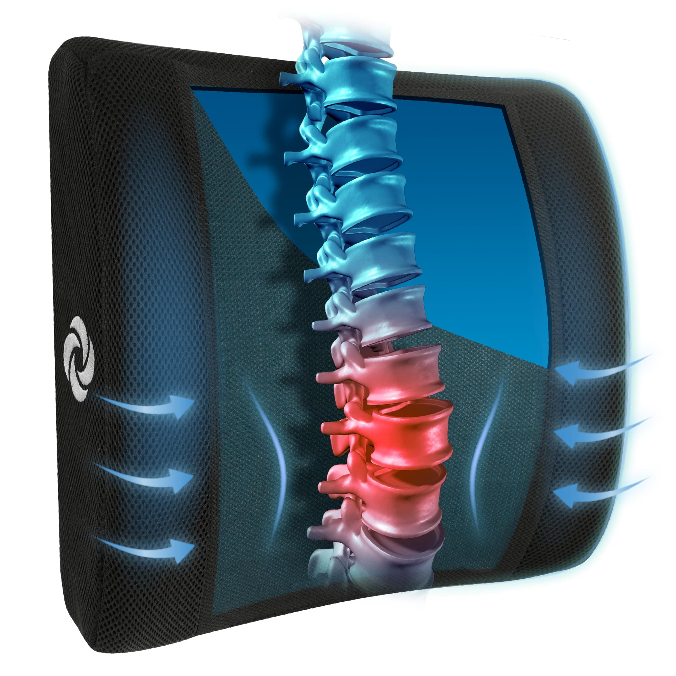 Samsonite Lumbar Support Pillow with Cooling Gel – Memory Foam Back Pillow for Office Chair, Car Seat, or Gaming Chair – Ergonomic Design with Breathable Mesh & Washable Cover - Mesh with Cooling Gel