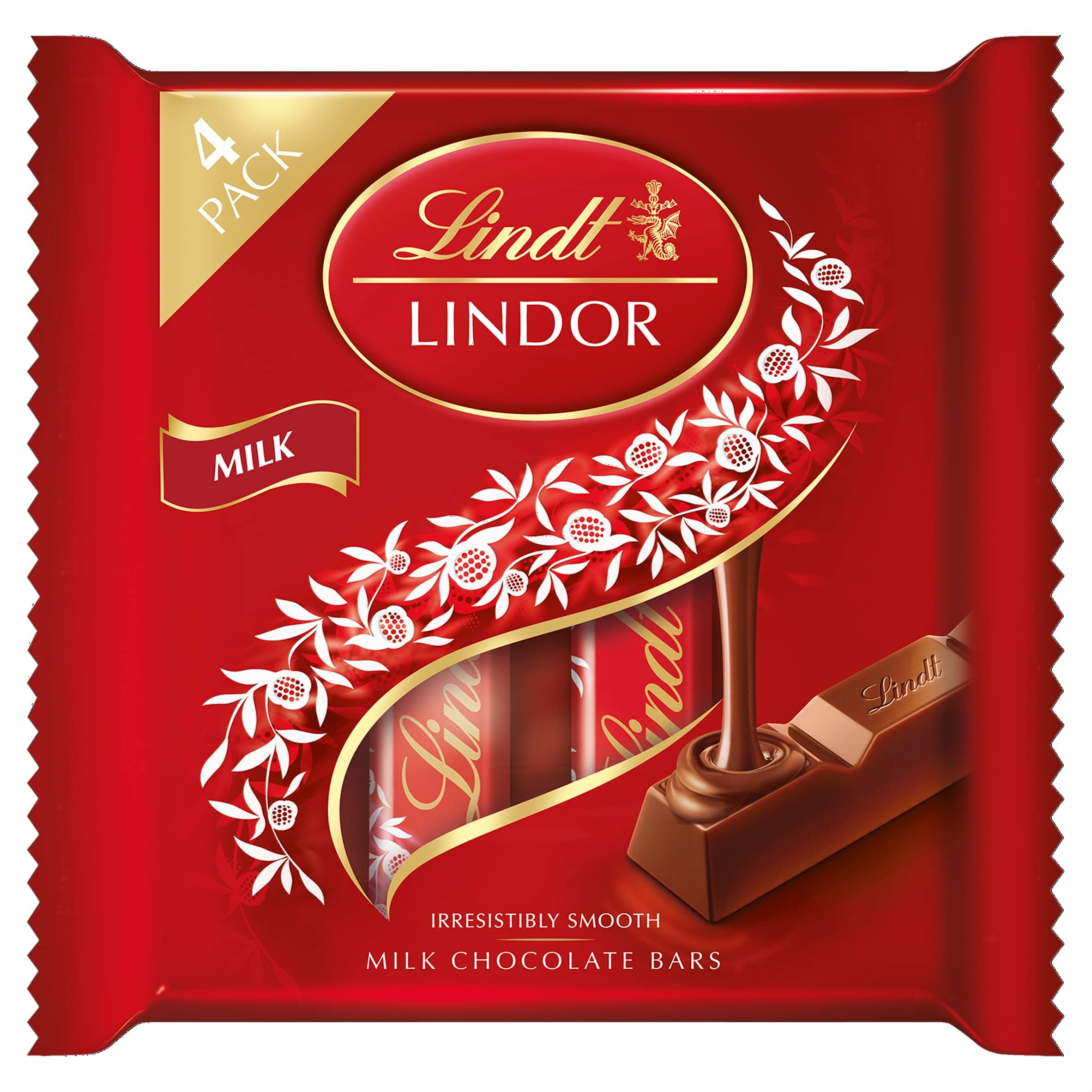 Lindor Milk Chocolate Bars, 4 x 25g