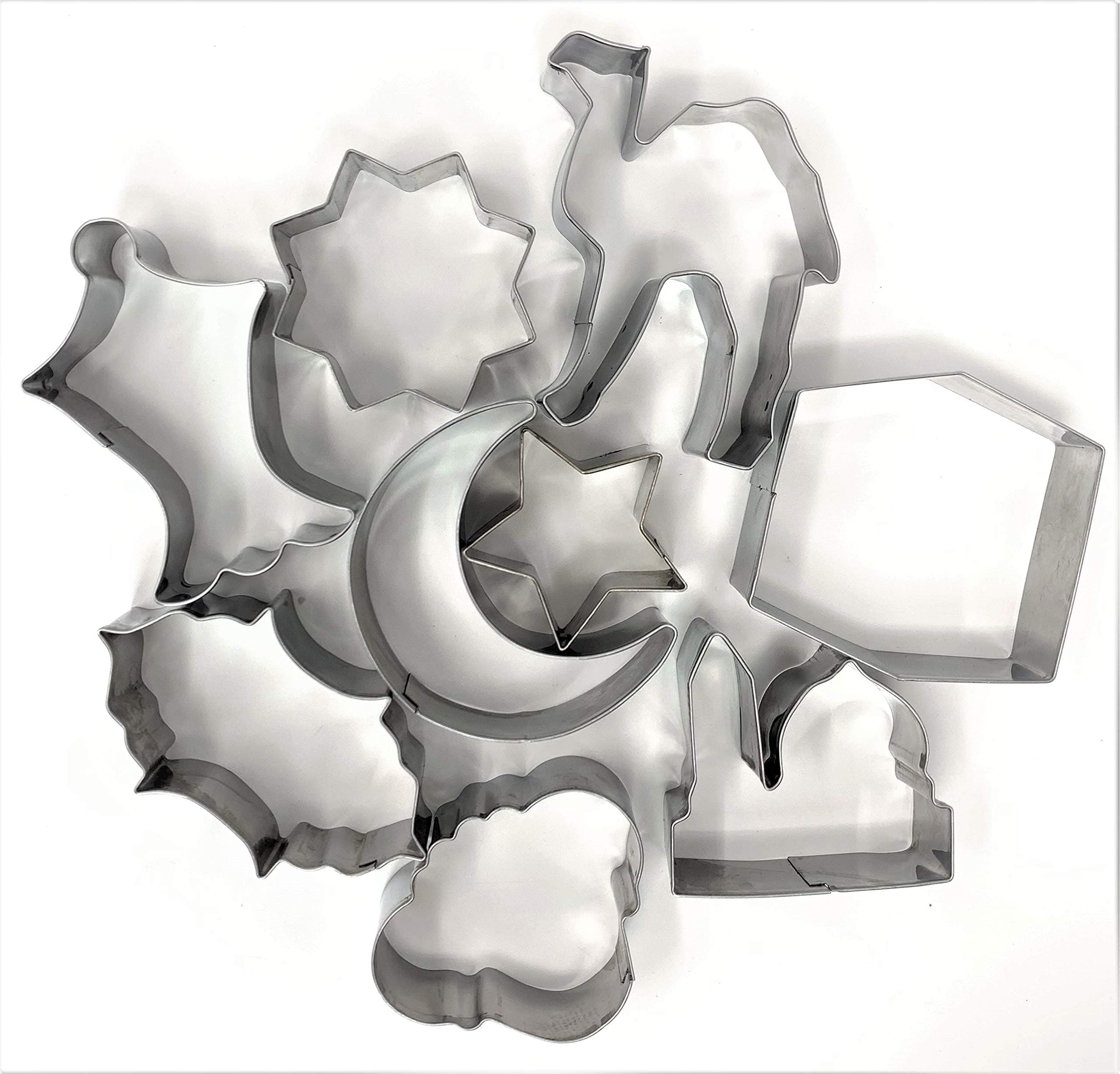 Eid & Ramadan Cookie Cutter Small Set - 7 Stainless Steel Cutters + 2 Bonus cutters. Total 9 Cutters