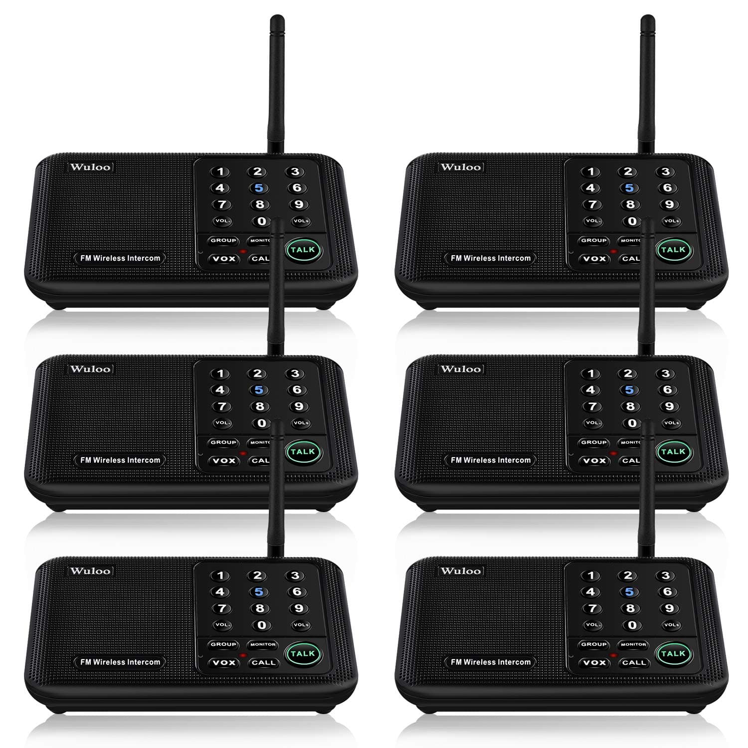 Intercoms Wireless For Home 5280 Feet Range 10 Channel 3 Code, Intercom System House Business Office, Room To Intercom, Communication (6 Packs, Black)