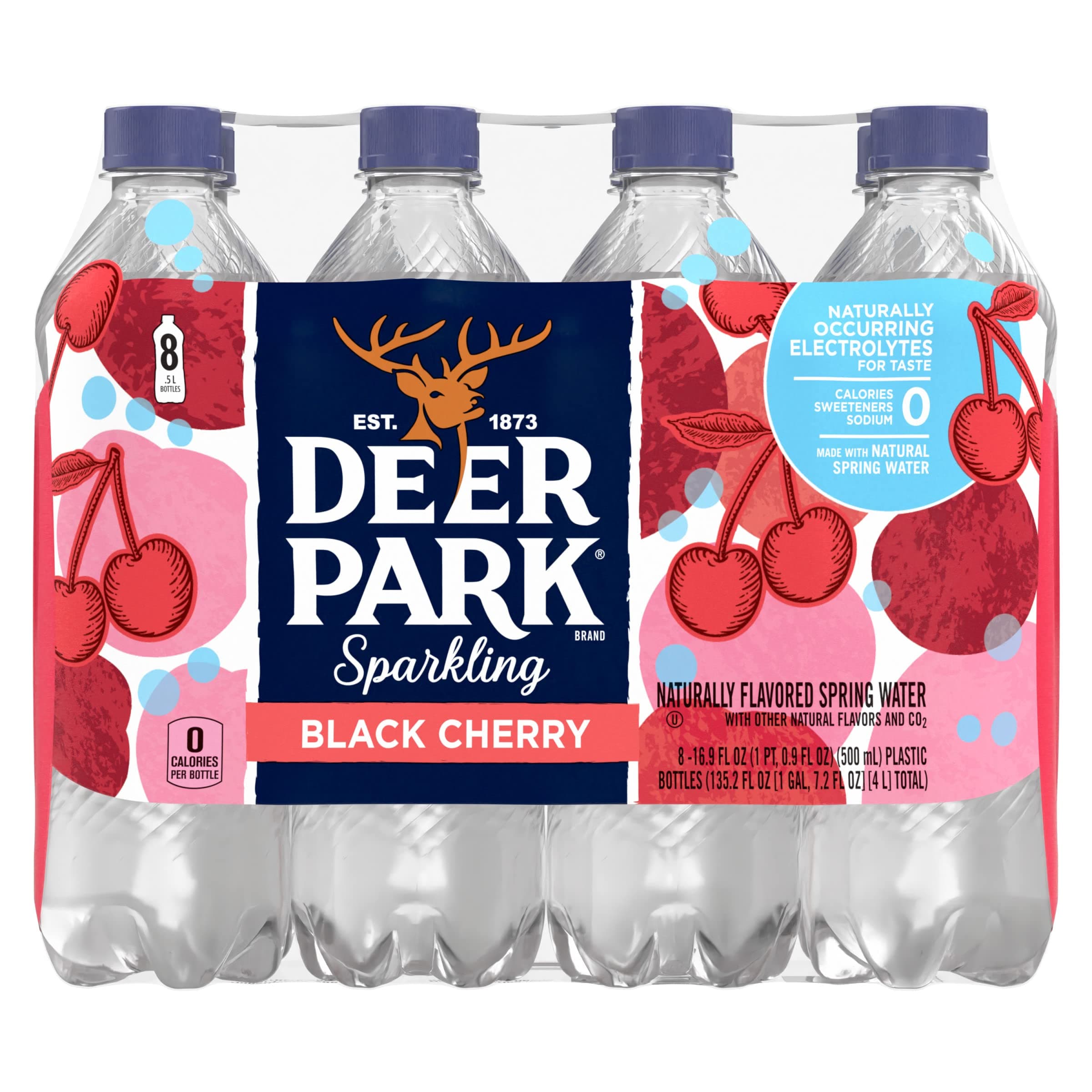 Deer Park Sparkling Water, Black Cherry, 16.91 Fl Oz (Pack of 8)