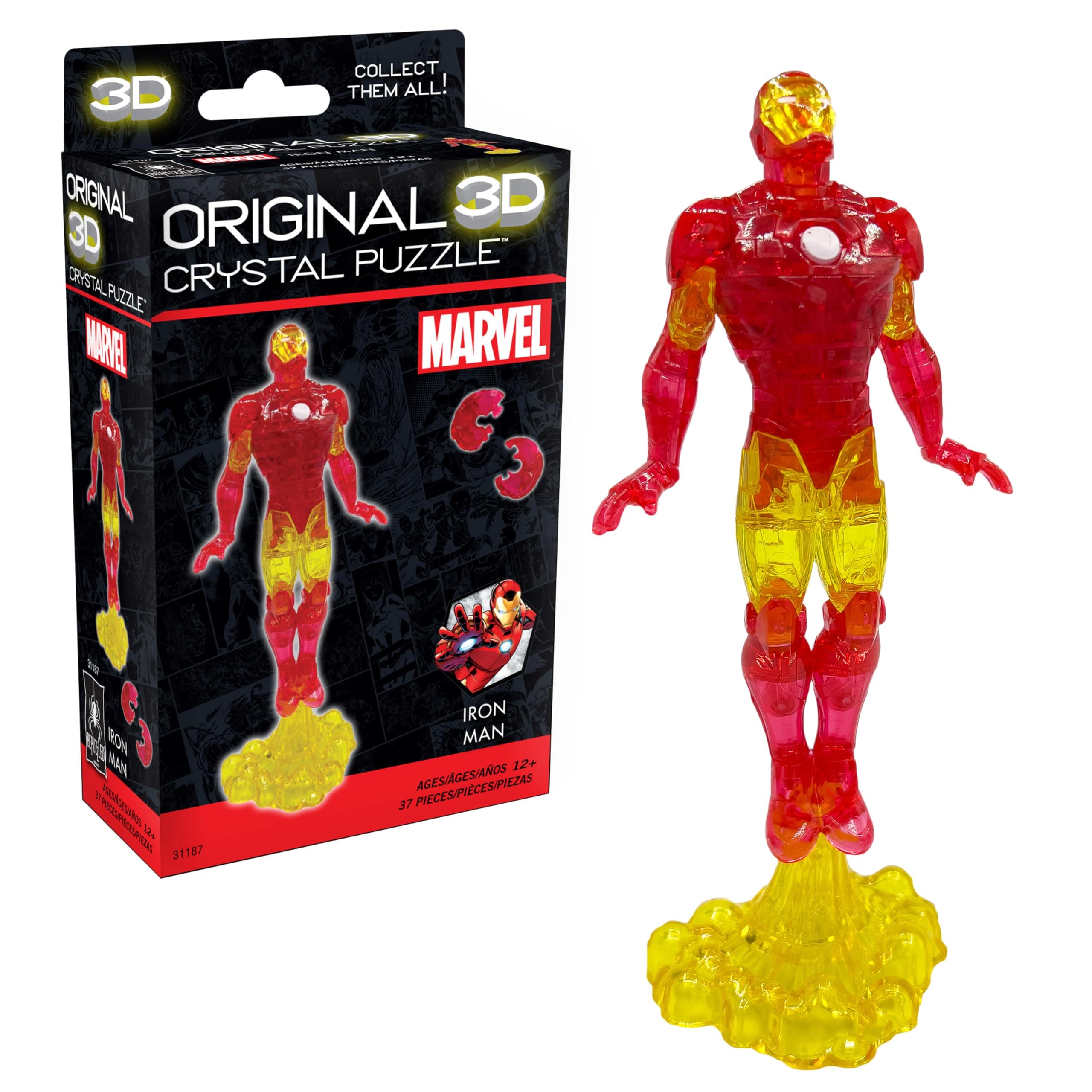 Marvel Iron Man Super Hero Original 3D Crystal Puzzle, Perfect for Puzzlers Ages 12 and Up, Challenging to Complete and Beautiful to Display, Collect Them All