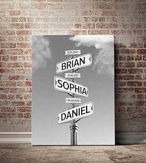 VIRAGIL Personalized Child'S Name Vintage Street Sign Canvas Poster, Street Sign Multi-Names Poster Canvas, Street Signs Customized, Family Wall Decor For Living Room, Wall Art Best Gift