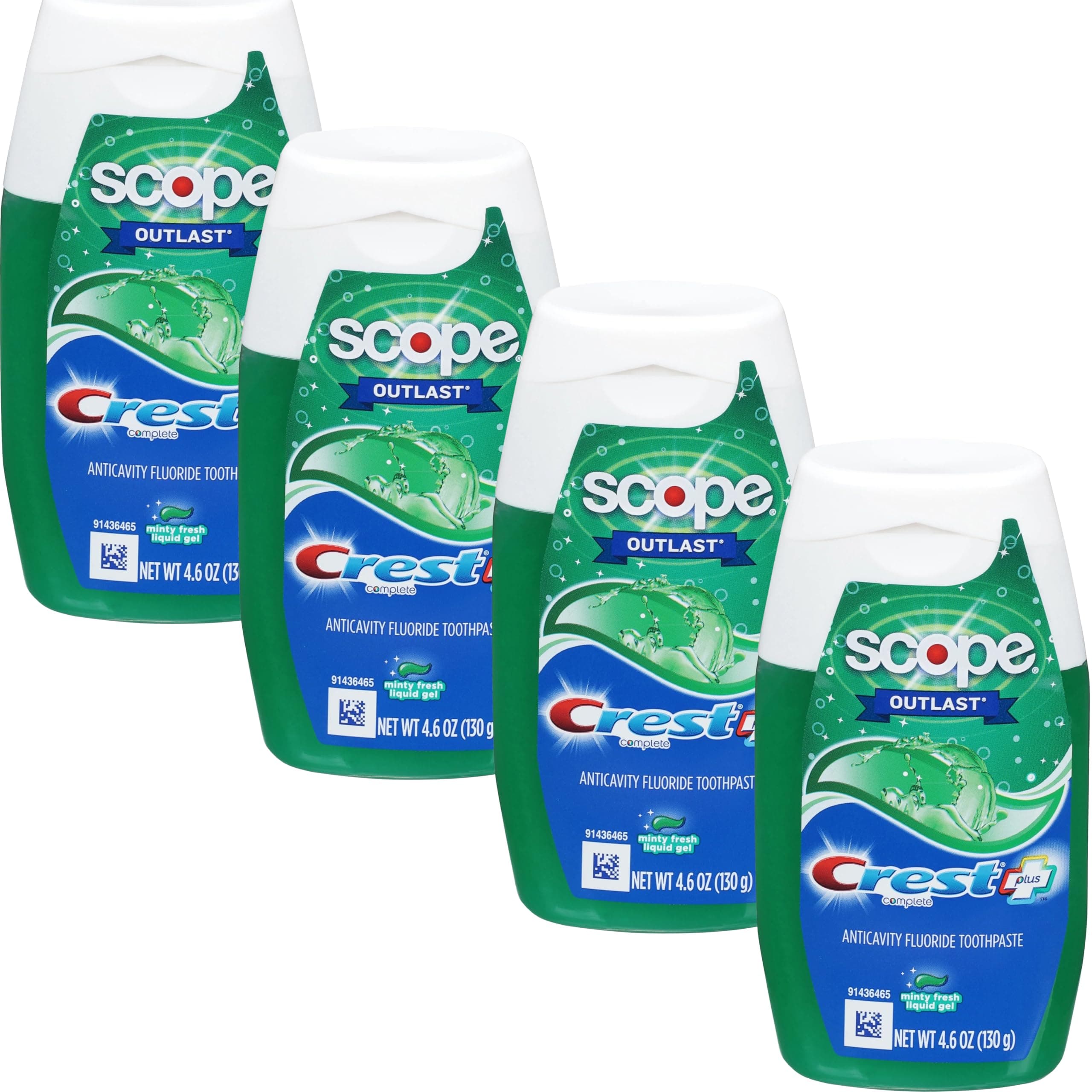 Crest Plus Scope Toothpaste Liquid Gel Minty Fresh - 4.6 oz, Pack of 4