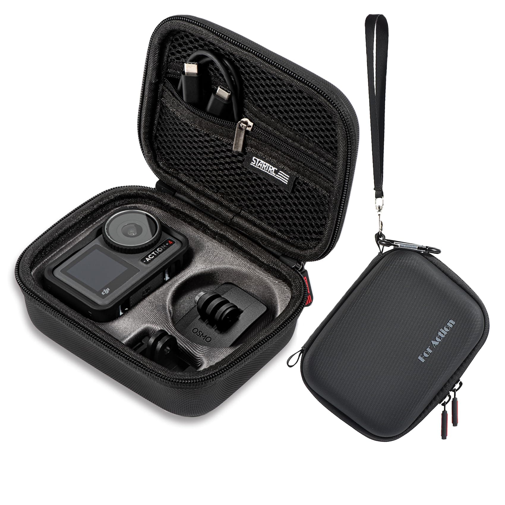 AIJUNCT Carrying Case for DJI Osmo Action 4 / Action 3 Standard Combo Camera. PU Leather Travel & Storage Bag Compatible with DJI Osmo Action 4 / Action 3 Standard Combo Accessories.