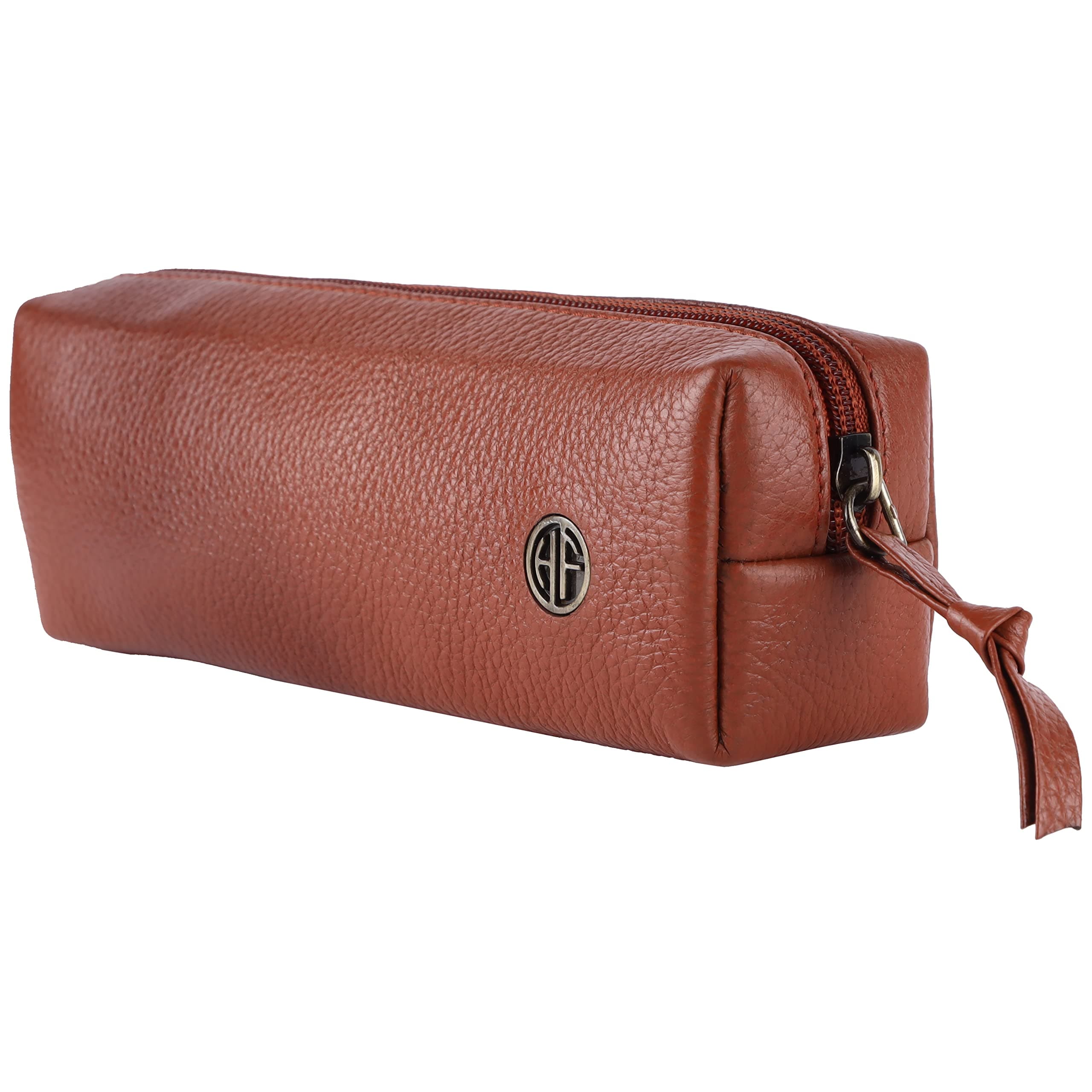 HAMMONDS FLYCATCHER Leather Utility Pouch - Multi-Use Genuine Leather Pencil Case, Cosmetic Pouch, Stationery Pouch, Coin, Makeup Brush Pouch for Women & Men - School & Office Organizer, TAN, Travel