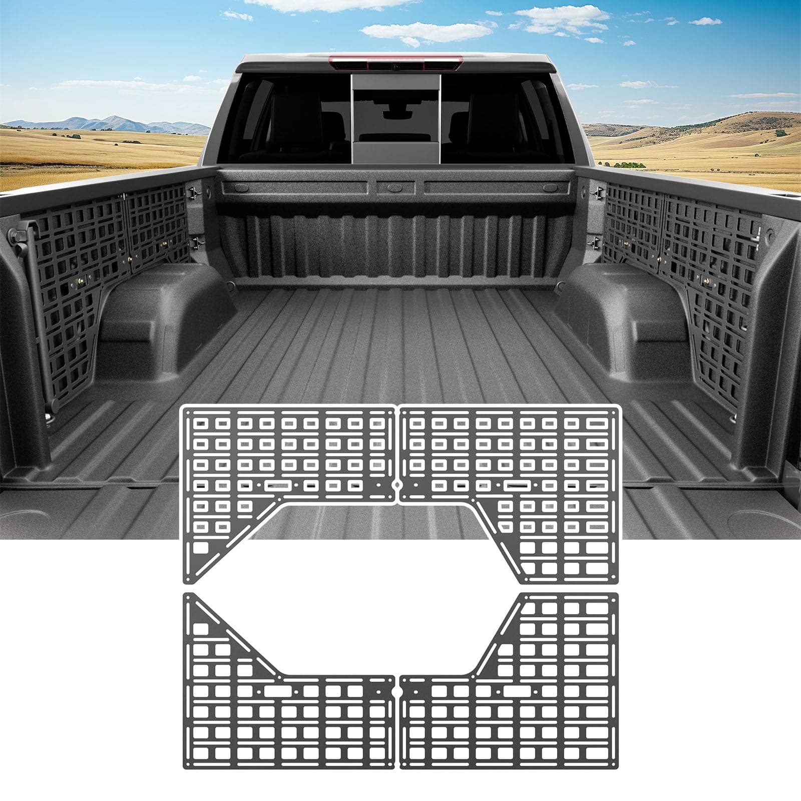SZYANG 5.8FT Side Bed Molle Panel Compatible with 19-25 Silverado GMC Sierra Truck Panel System Replacement for 2019-2025 Chevy Silverado Accessories