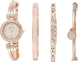 Women's Crystal Accented Bangle Watch and Bracelet Set