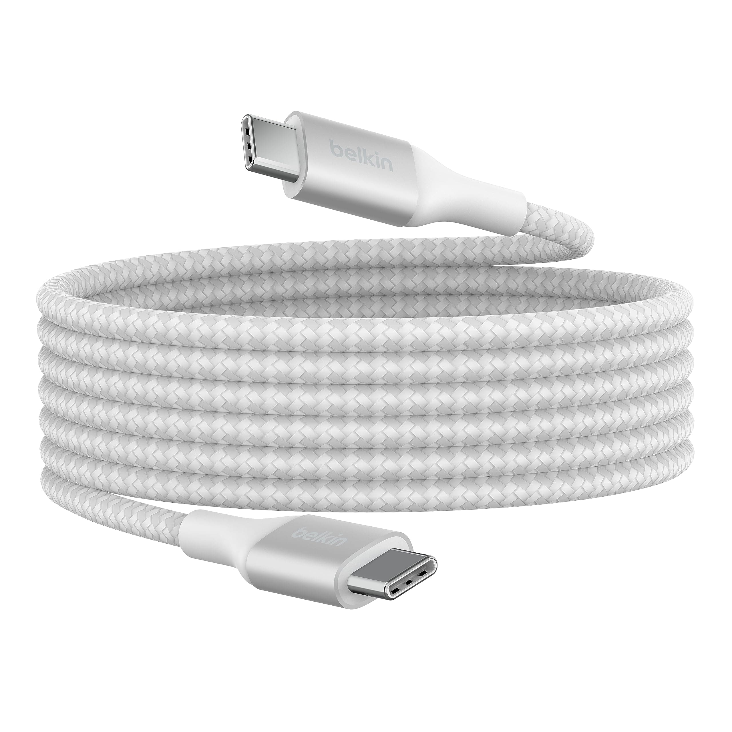 BoostCharge USB-C to USB-C Power charger cable, USB-IF certified fast charging cable with 240W Power Delivery for iPhone 16, 15, MacBook, Chromebook, Galaxy, iPad, Pixel & More - 2m, white
