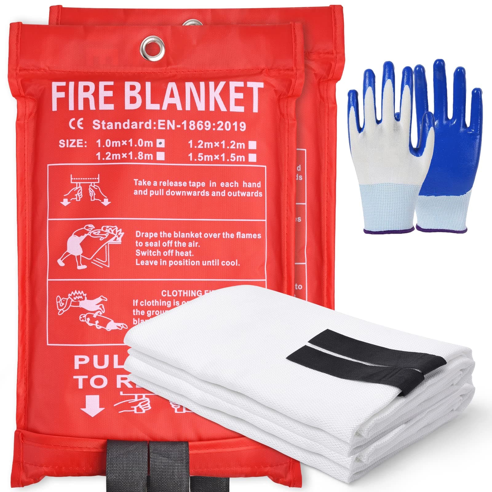 Fire Blanket for Home-Kitchen Retardant - 2 Pack Portable Fire Blankets,Kitchen Fire-Blanket to Suppress Grease Fire, Emergency Blanket for Grill,Office Fireproof (39 in X 39 in)