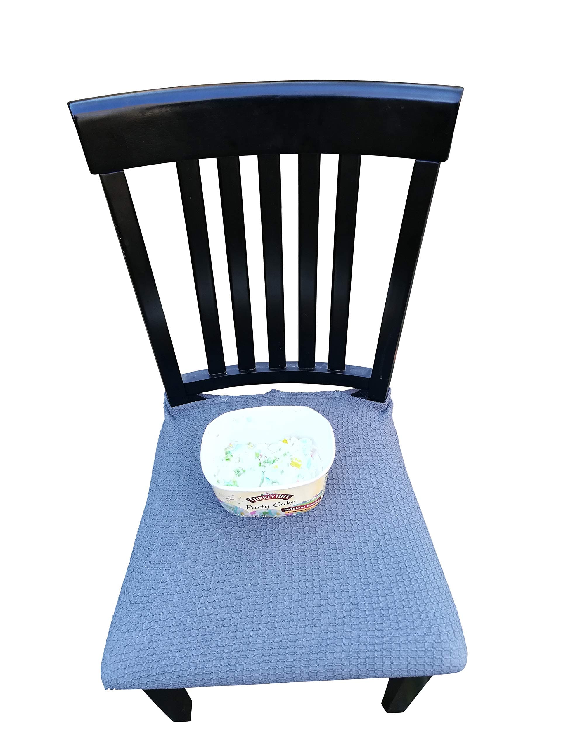 Waterproof Dining Chair Cover Protector - Pack 2 - Perfect For Pets, Kids, Elderly, Restaurants, Party - Machine Washable, Snugly Fit, Removable, Clean the Mess Easily (greyblue with buttons)