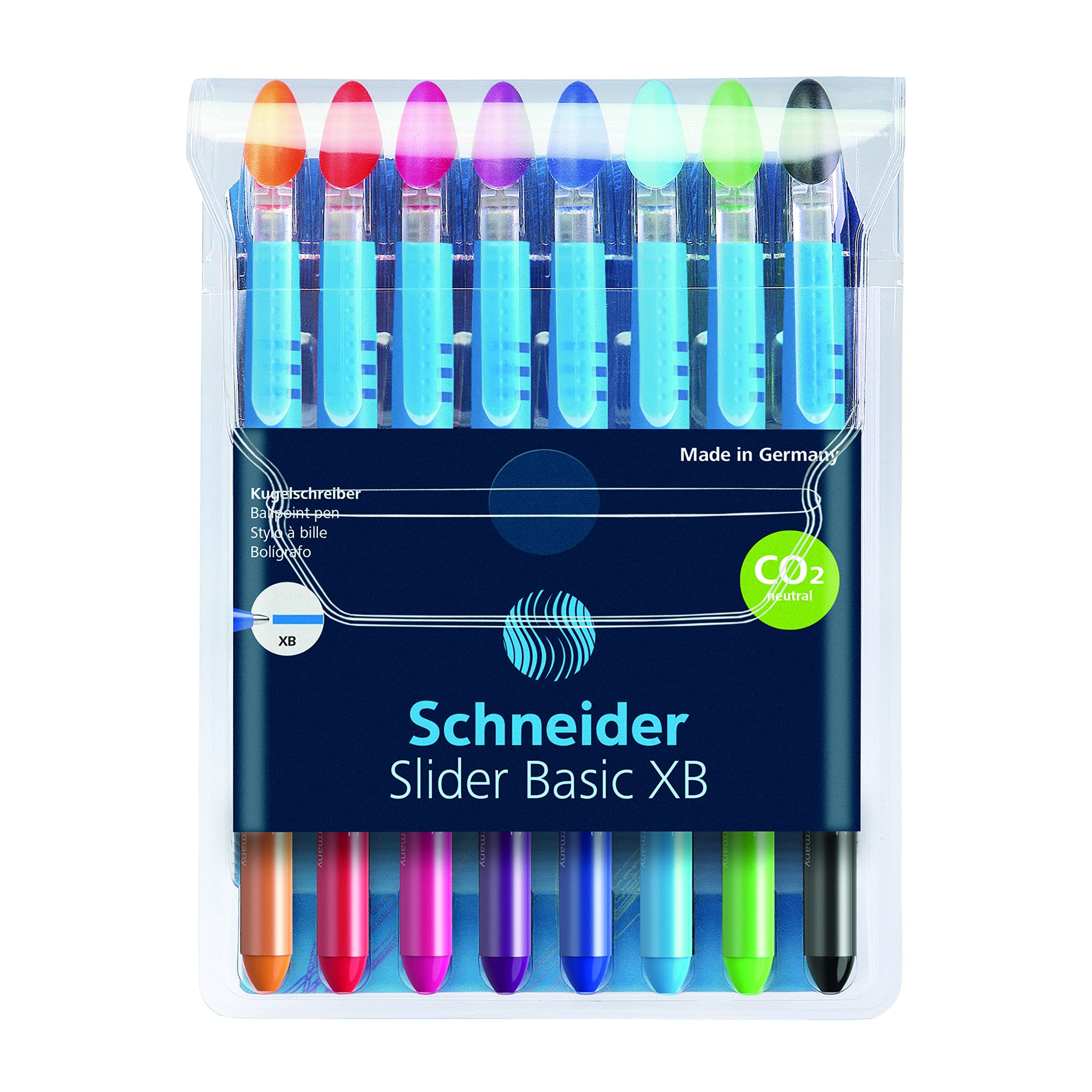 Slider Basic Ballpoint Pen, Stick, Extra-Bold 1.4 MM, Assorted Ink and Barrel Colors, 8/Pack