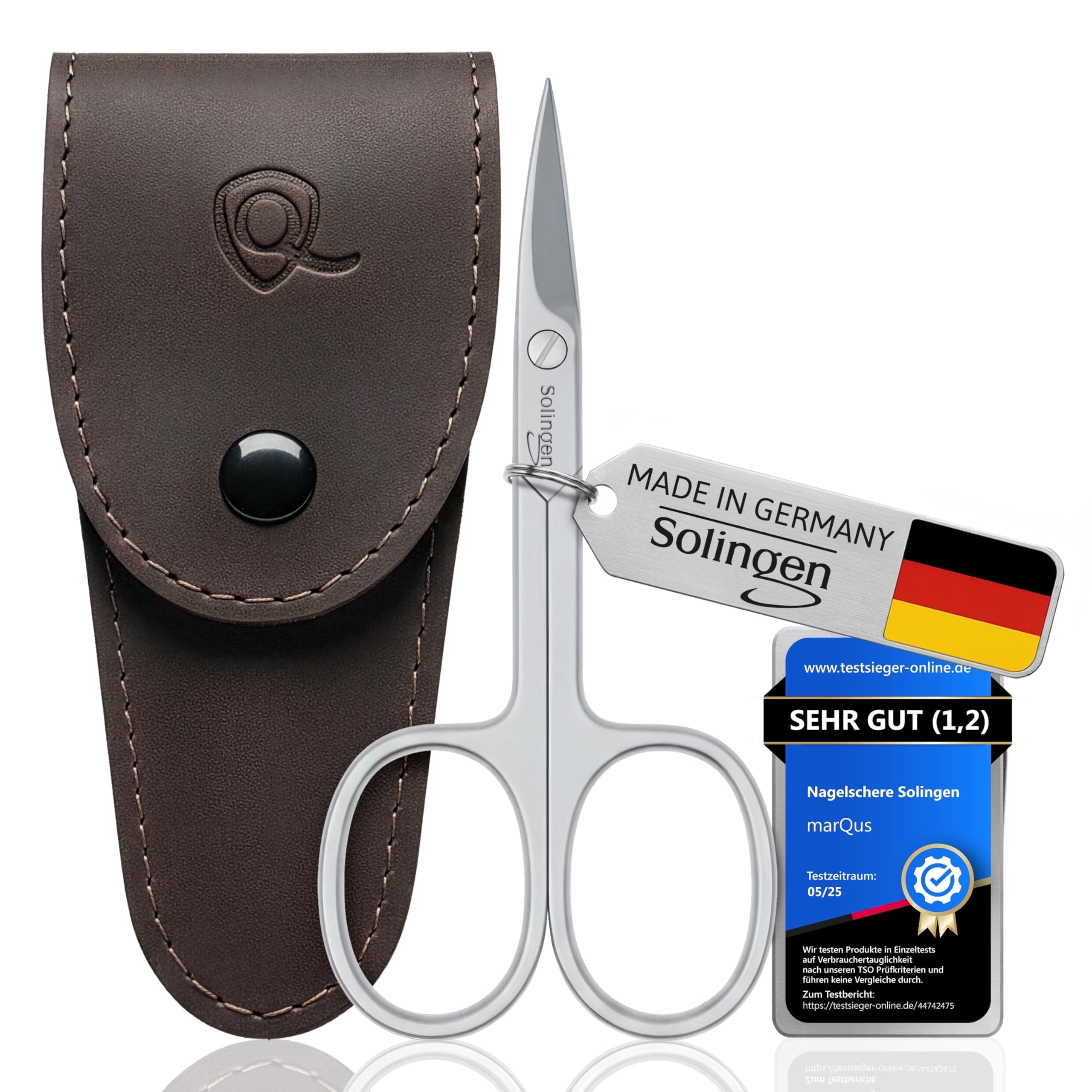 marQus Solingen Scissors - Multi-Purpose Manicure Scissors Germany - Curved Blade, Nail Scissors Germany - Pedicure Beauty Grooming Kit for Nail, Eyebrow, Eyelash, Dry Skin - Nail sicssors