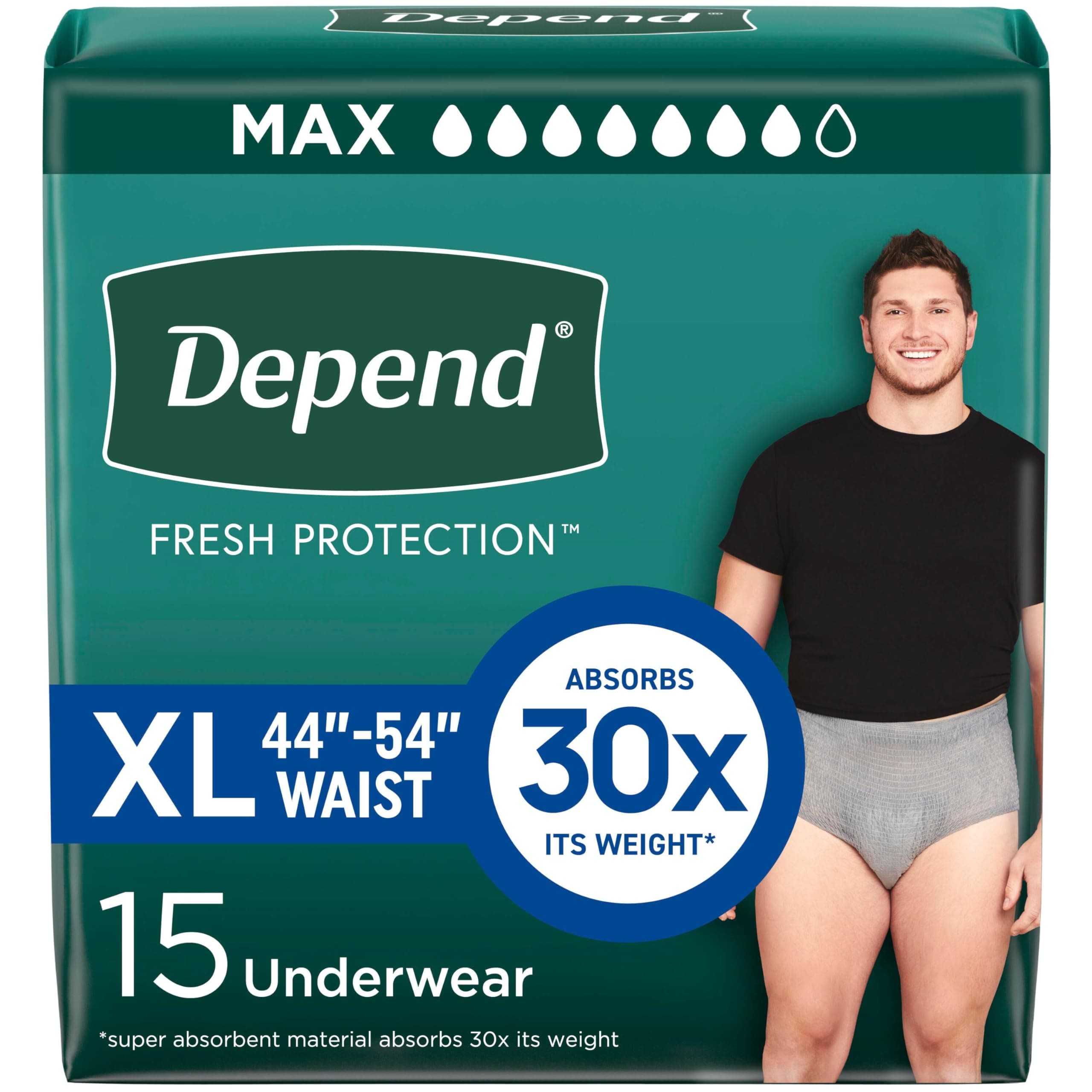 FIT-FLEX Incontinence Underwear for Men, Maximum Absorbency, Disposable, Extra-Large, Grey, 15 Count