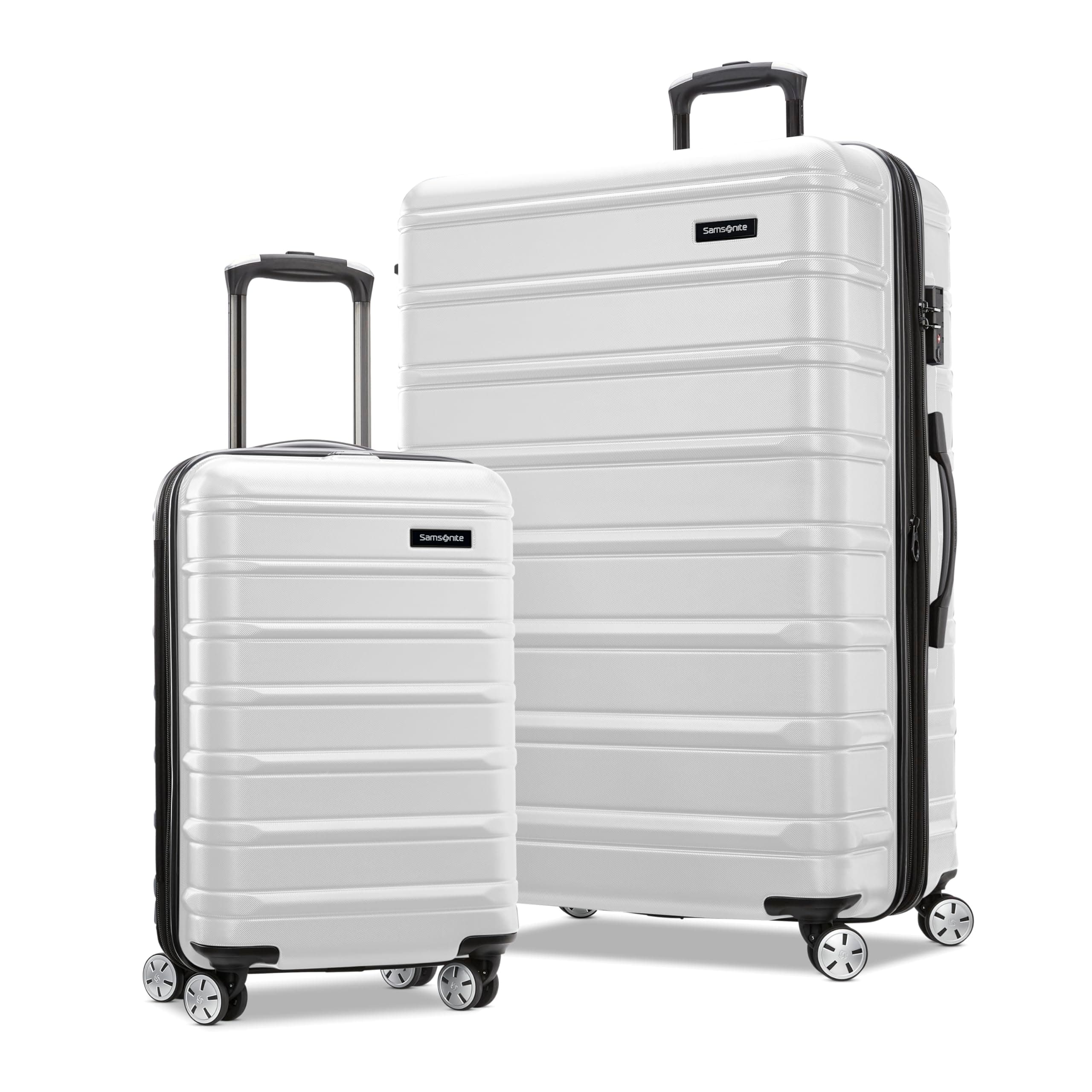 Omni 2 Hardside 2 Piece Set - Includes Global Carry-On & Large Checked Suitcases - 360° Dual Spinner Wheels - Integrated TSA Lock & Expansion - Amazon Exclusive - Birch White