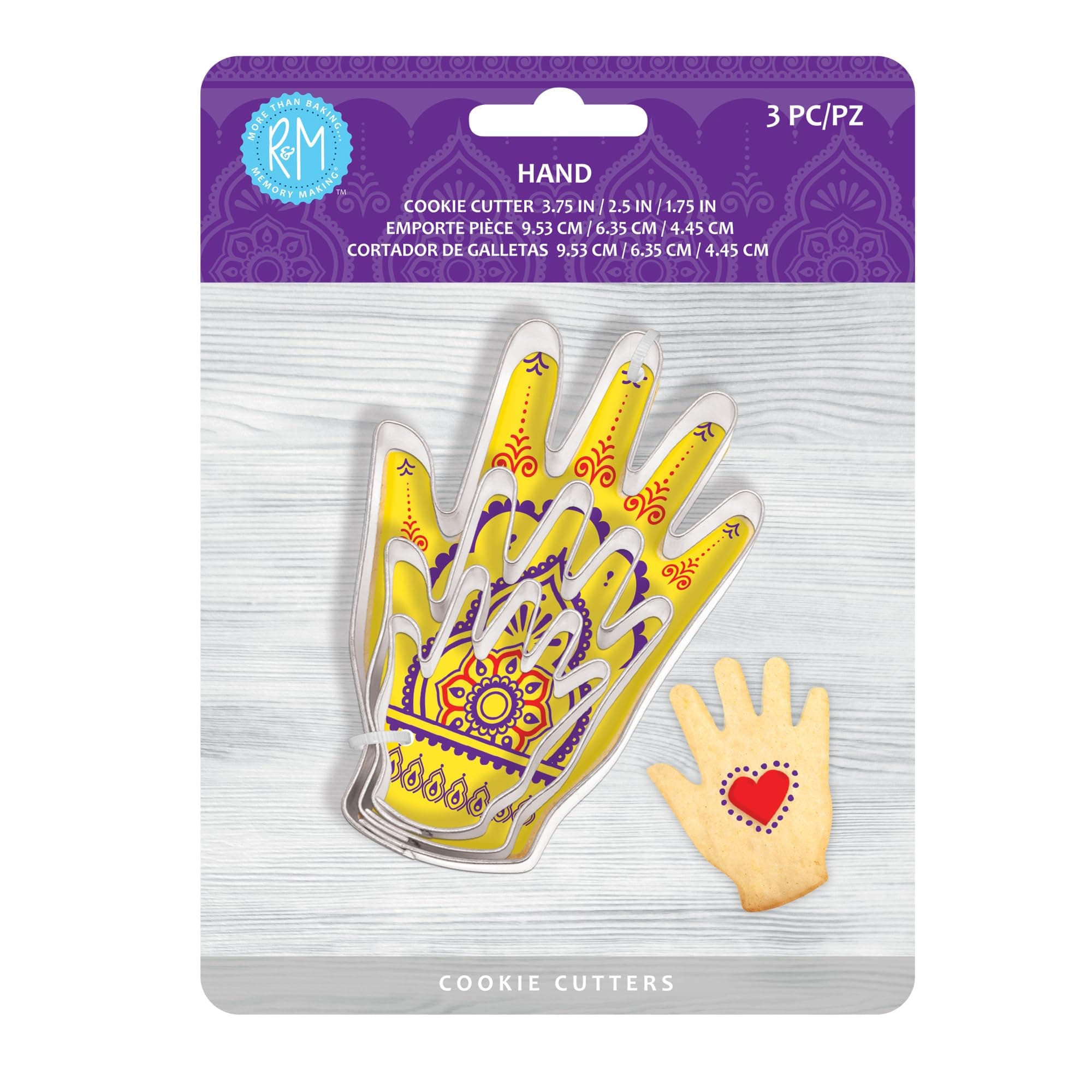 R&M Hand Shaped Cookie Cutter 3-Piece Set