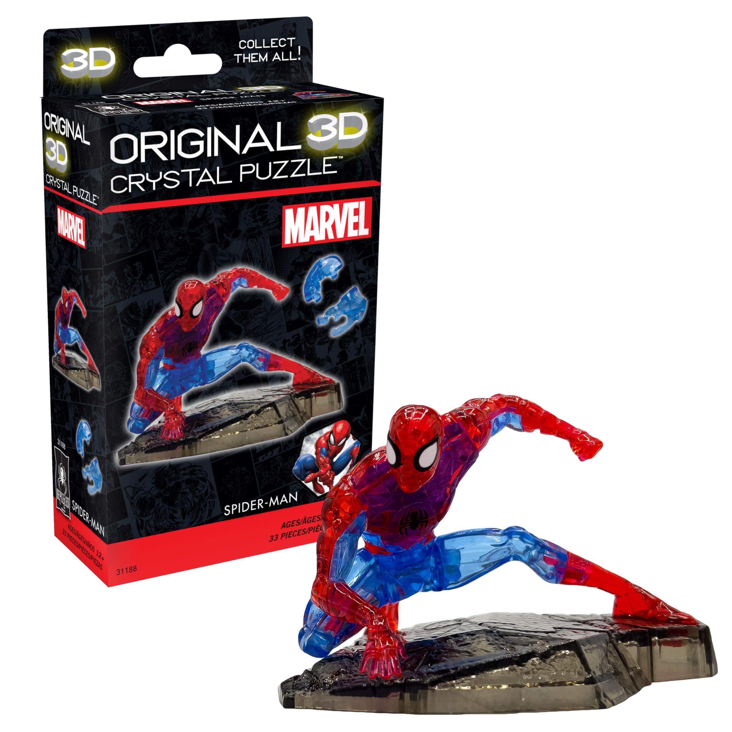 BePuzzled, Marvel Spider-Man Super Hero Original 3D Crystal Puzzle, Perfect for Puzzlers Ages 12 and Up, Challenging to Complete and Beautiful to Display, Collect Them All