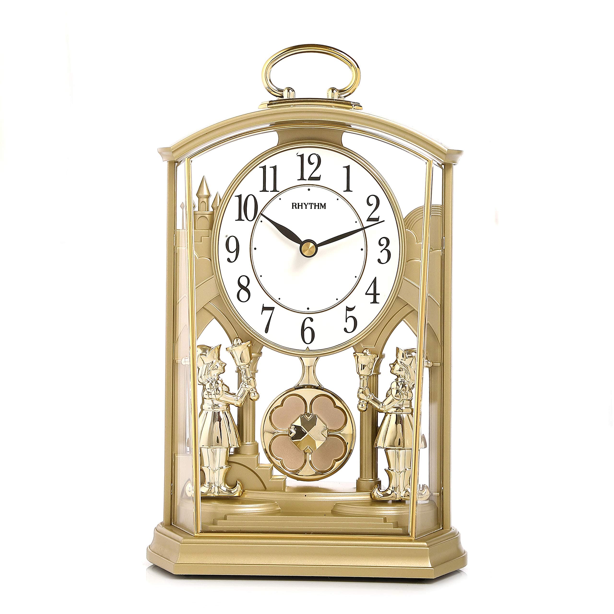 RHYTHM Plastic Table Clock (Gold_3.3 Inch X 5.5 Inch X 9 Inch)