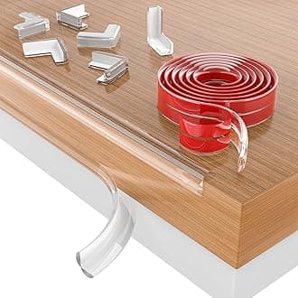 Baby Proofing, 32.8ft Edge Protector Strip Clear, Silicone Soft Corner Protectors with Upgraded Pre-Taped Strong Adhesive, Edge Protectors for Sharp Corners of Cabinets, Tables, Drawers…