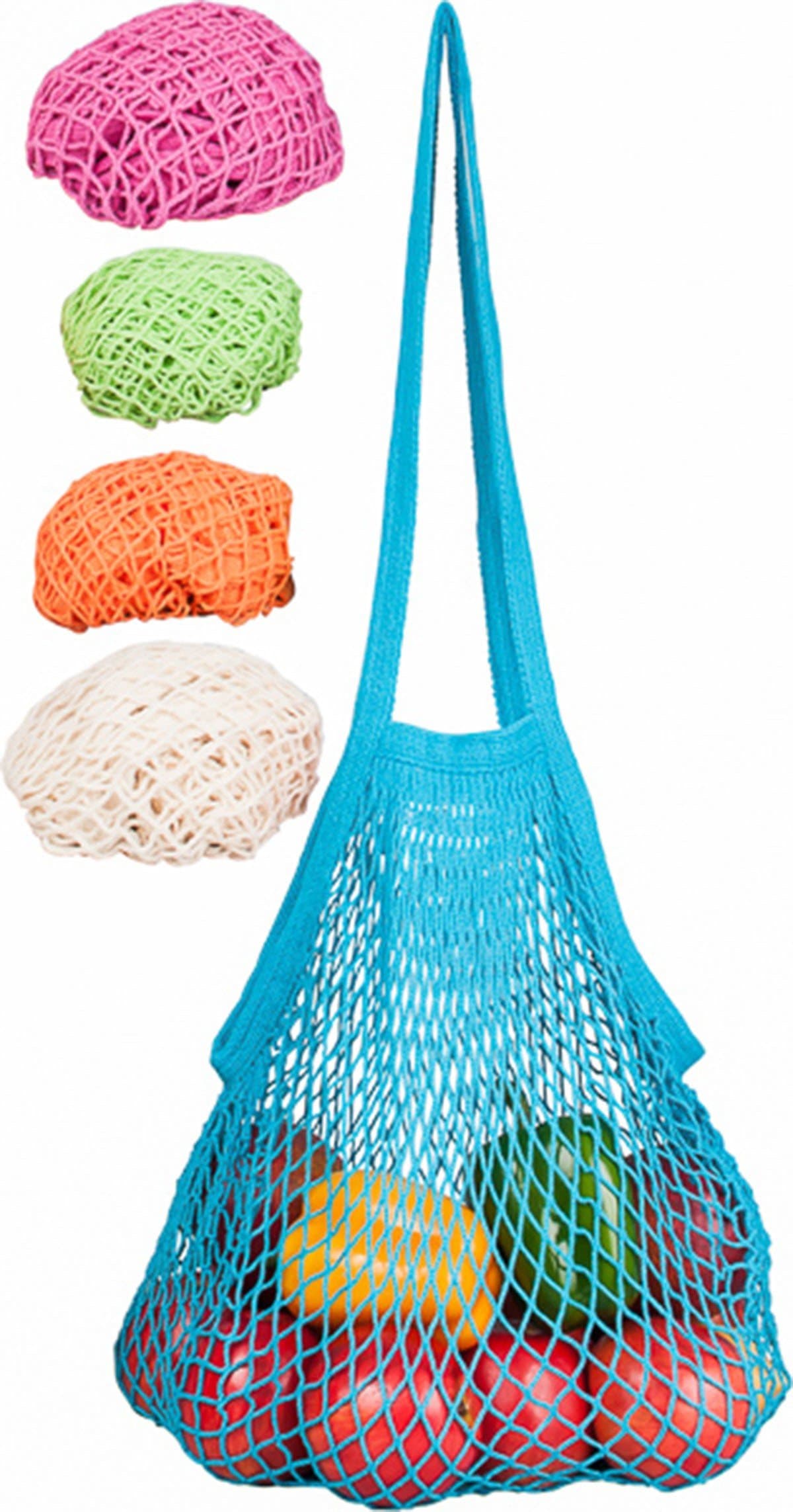 ECO-Bags Products String Bag Long Handle Natural Cotton Set-Assorted Tropicals