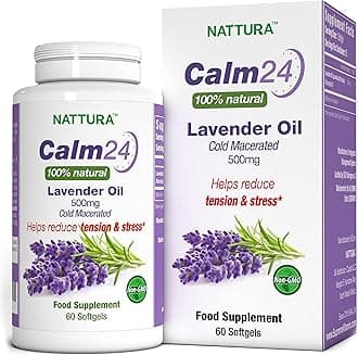 Calm Aid Lavender Oil Pills - 500mg -60 Softgels - 100% Natural, Helps Reduce Tension & Stress, Calming Supplement For Body & Mind, Sleep Aid, Anxiety Relief, Cold Macerated, Non-GMO, Certified Kosher