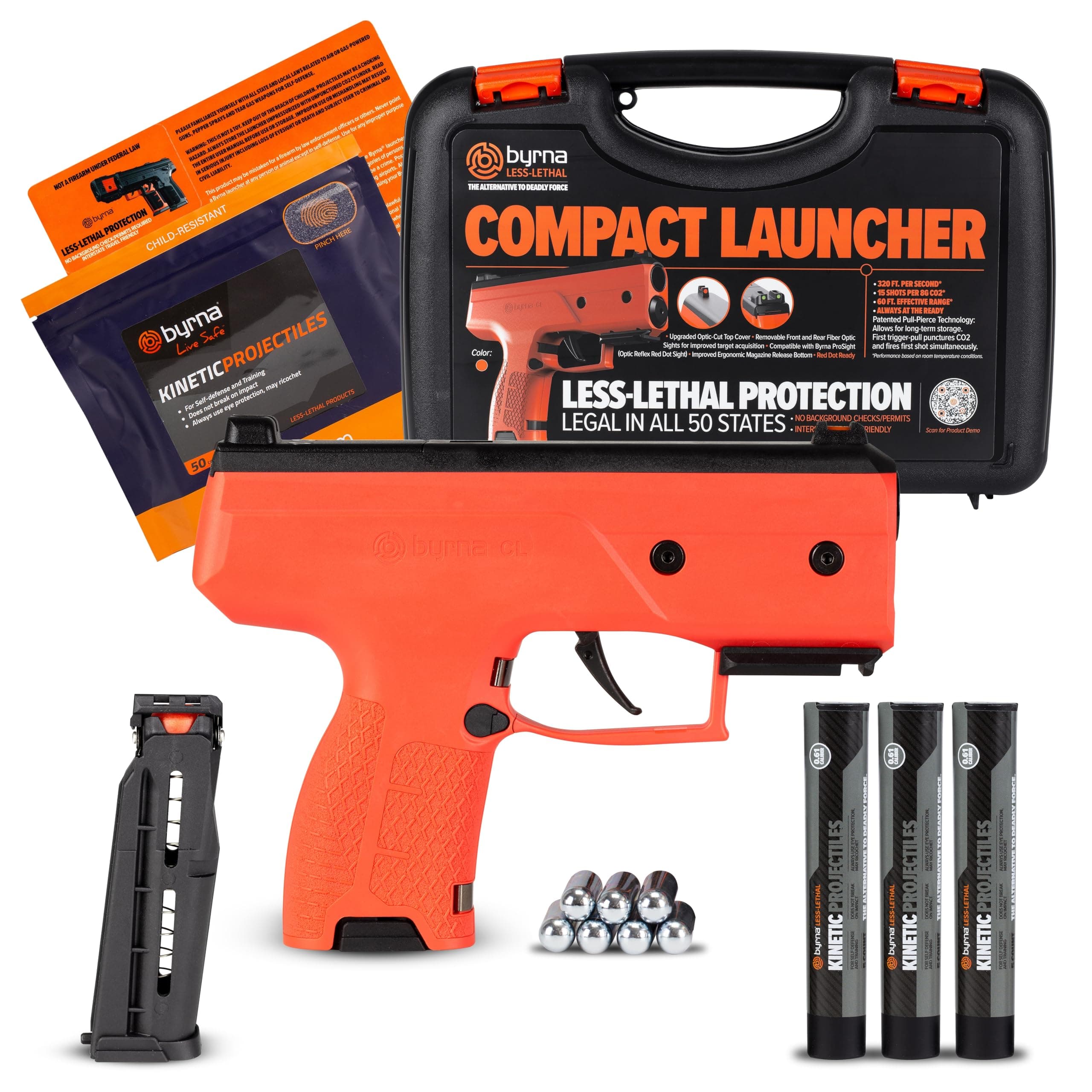 Byrna CL [Compact Launcher] Kinetic Launcher Ultimate Bundle - Non Lethal Kinetic Projectile Launcher, Home & Personal Defense