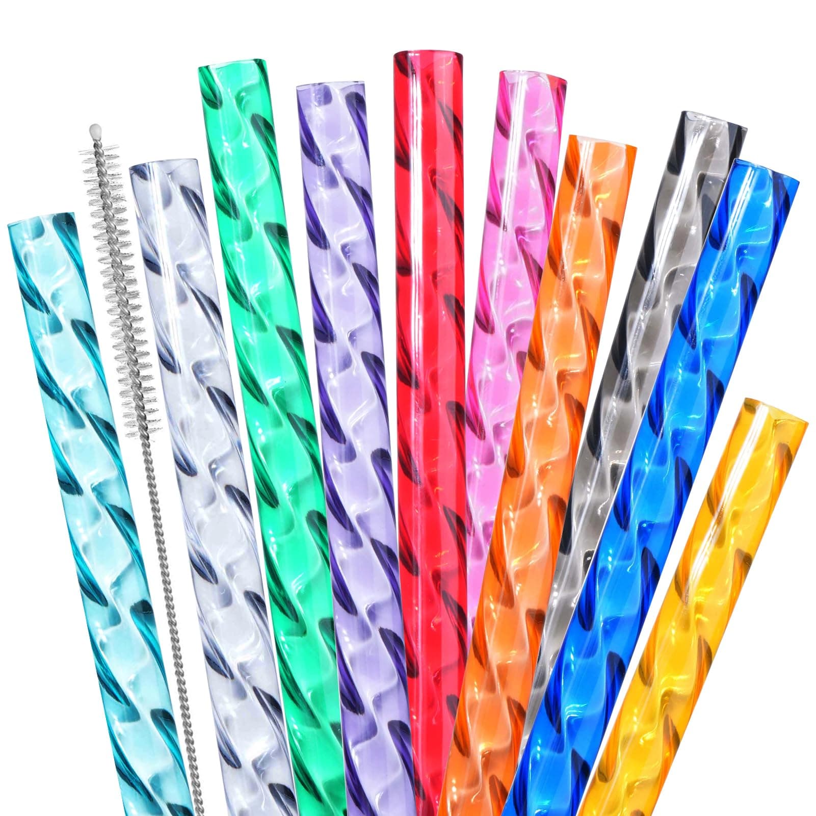 Reusable Straws for Stanley Cup Replacement,12 Inch Plastic Extra Long Straw for 40/30 oz Tumbler,Clear Hard Drinking Straws for Stanley,10mm Large Wide Water Bottle Straw for Stanley Cup Accessories