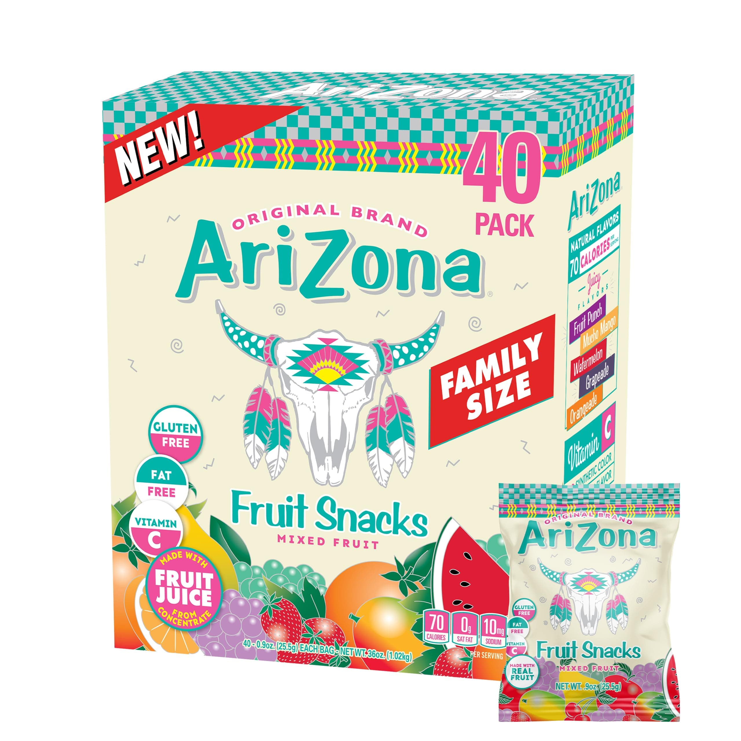 AriZona Mixed Fruit Fruit Snacks - 0.9 oz, 40 count Box