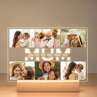 Personalised Mothers Day Gifts for Mum from Daughter Son, Customised Photo Frame with Photo, Customised Picture Frame with Night Light, Personalised Birthday Gifts for Mum, Baby, Kid, Family