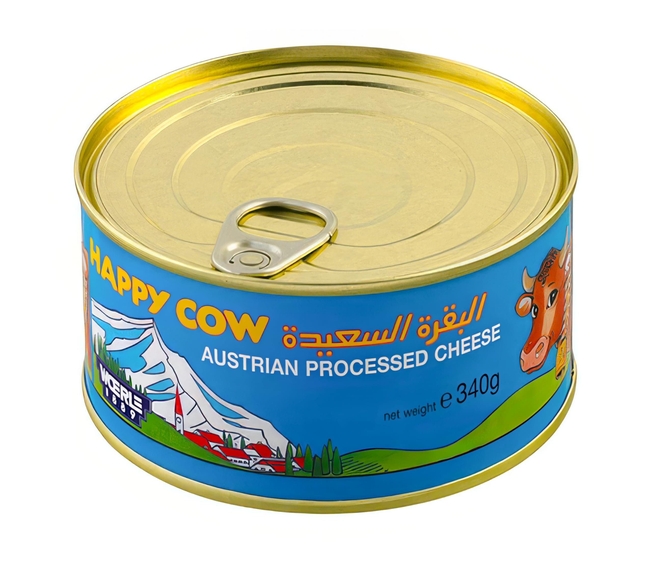 Halal Austrian Processed Cheese 12 OZ (340g) Easy Open Can, Rich Cheddar Flavor, Long Shelf Life, Perfect for Cooking, Snacking,Camping