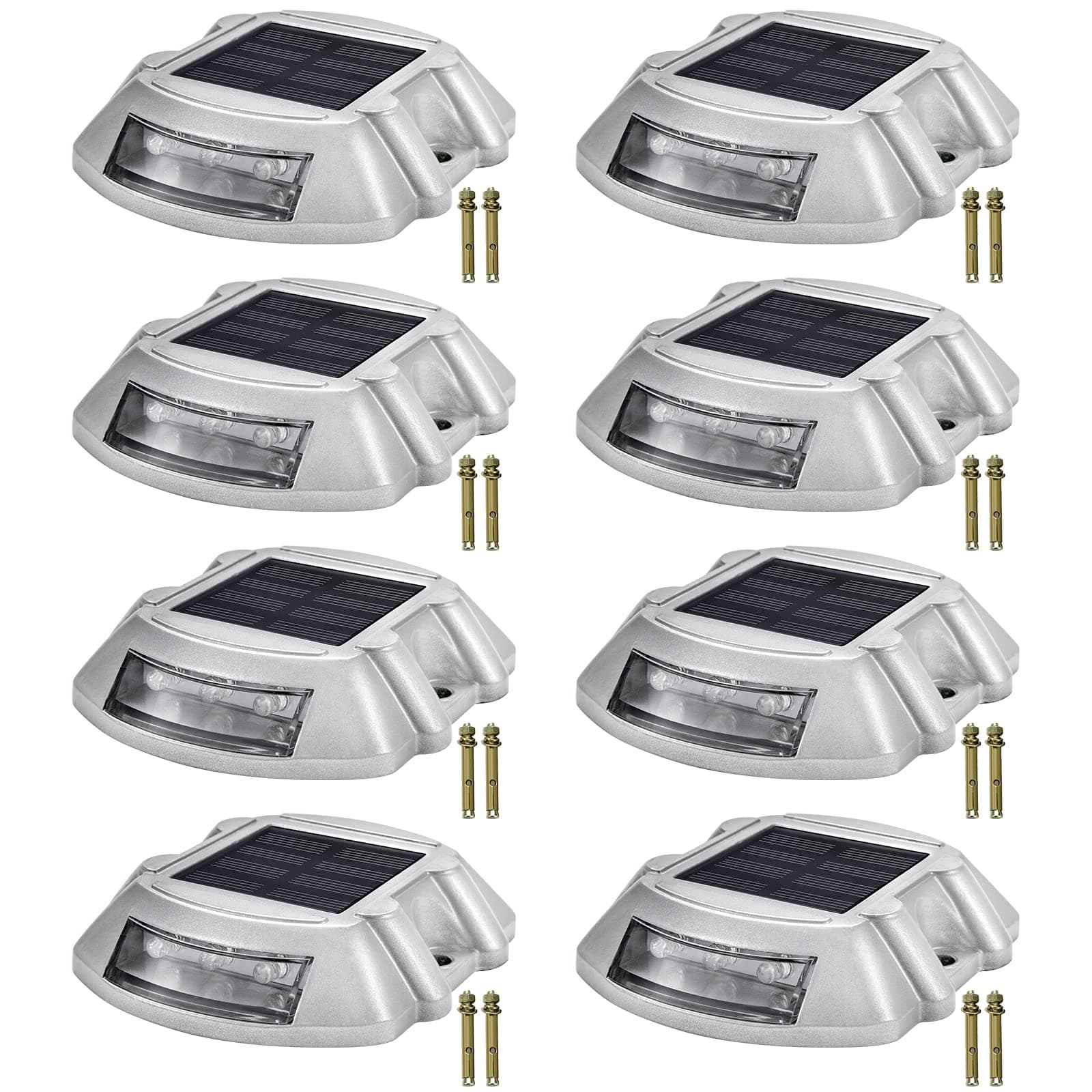 HappybuySolar Driveway Lights 8-Pack, Dock Lights LED Bright White, Solar Deck Lights Outdoor Waterproof Flat for Lake Boat Marine Warning