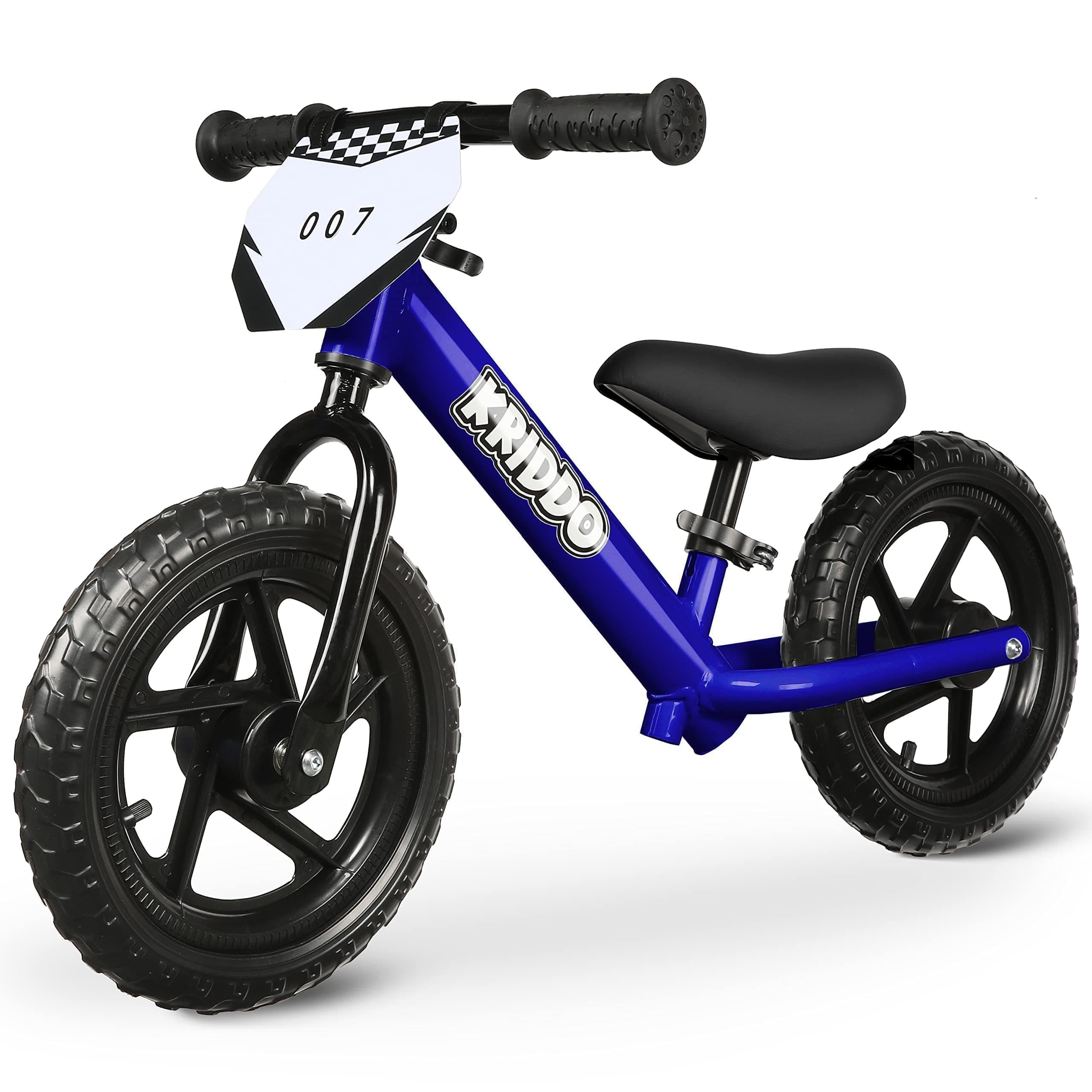Toddler Balance Bike 2 Year Old, Age 18 Months to 5 Years Old, 12 Inch Push Bicycle with Customize Plate (3 Sets of Stickers Included), Gift Bike for 2-3 Boys Girls, Blue