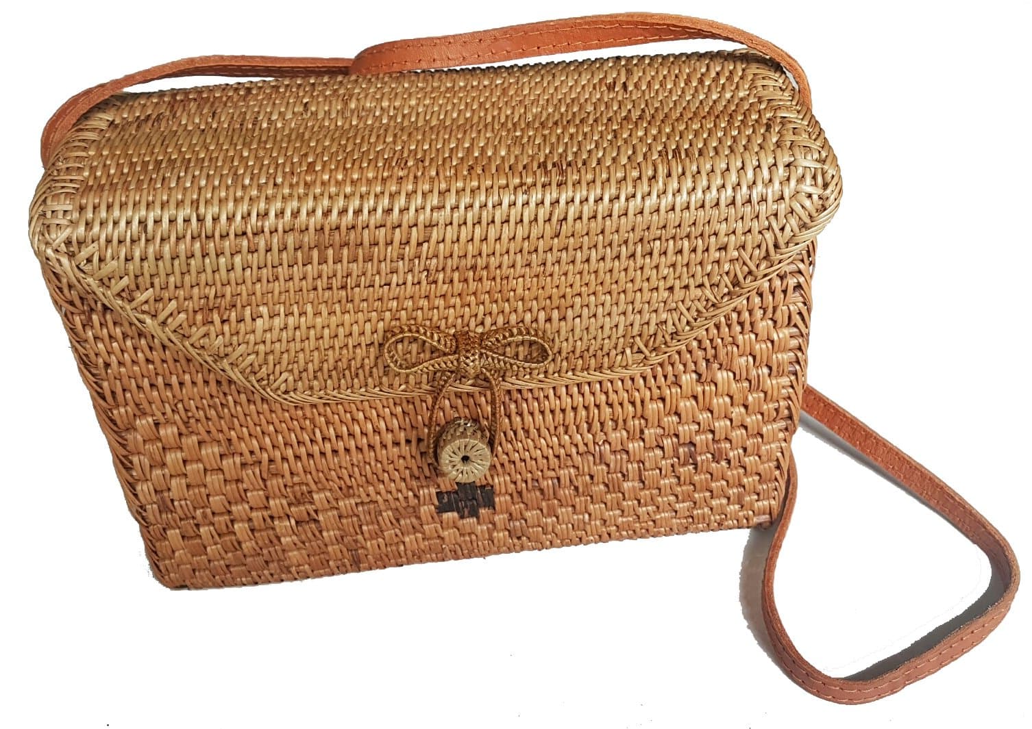 Rattan Nation - Rectangular Woven Rattan Bag, Ata Basket Bag