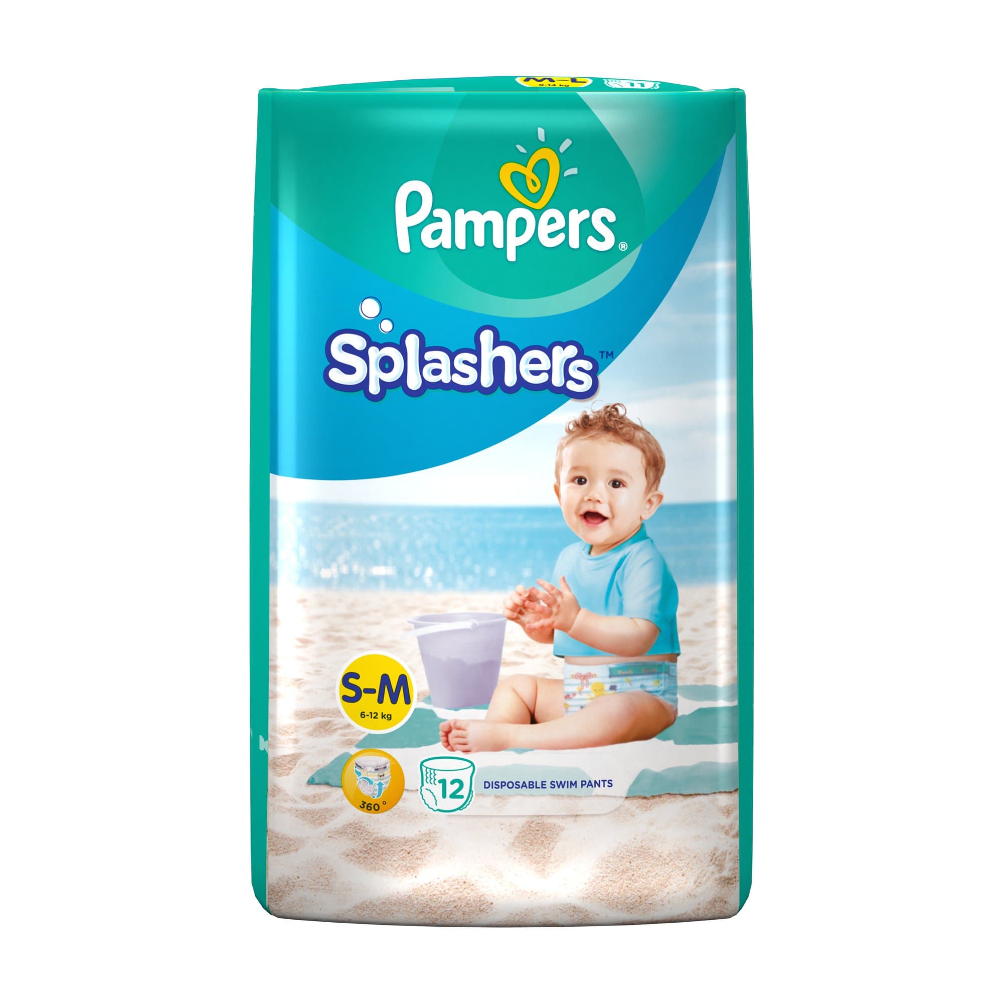 Pampers Splashers Disposable Swim Pants Diapers, Medium, 12 Count - Unisex
