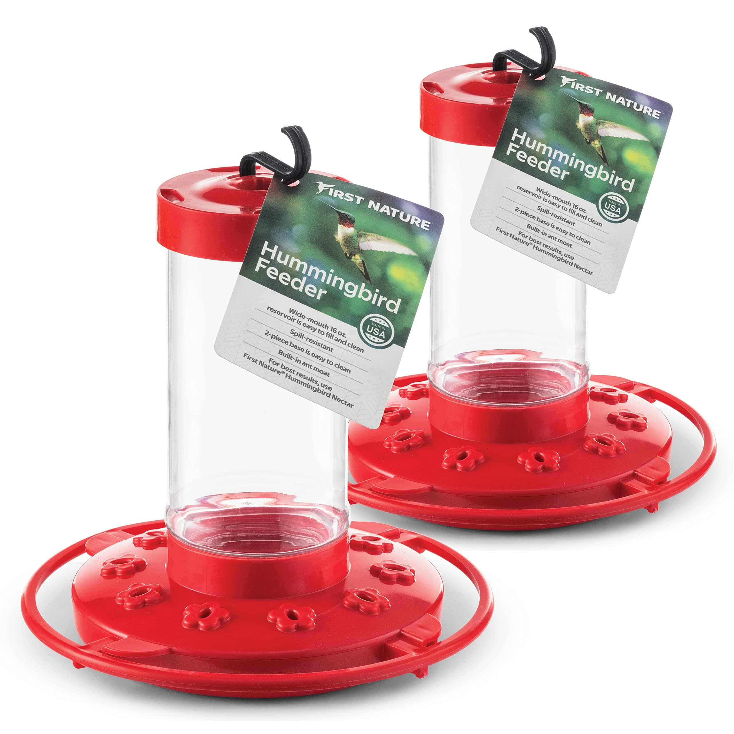 FIRST NATURE16 oz. Hummingbird Feeder (2 Pack), Red