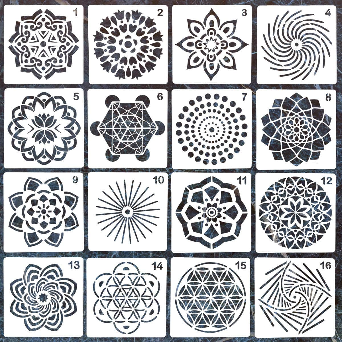 16 Pack Mandala Dotting Stencils Template,Mandala Dotting Stencils Mandala Dot Painting Stencils Painting Stencils for Painting on Wood,Airbrush and Walls Art