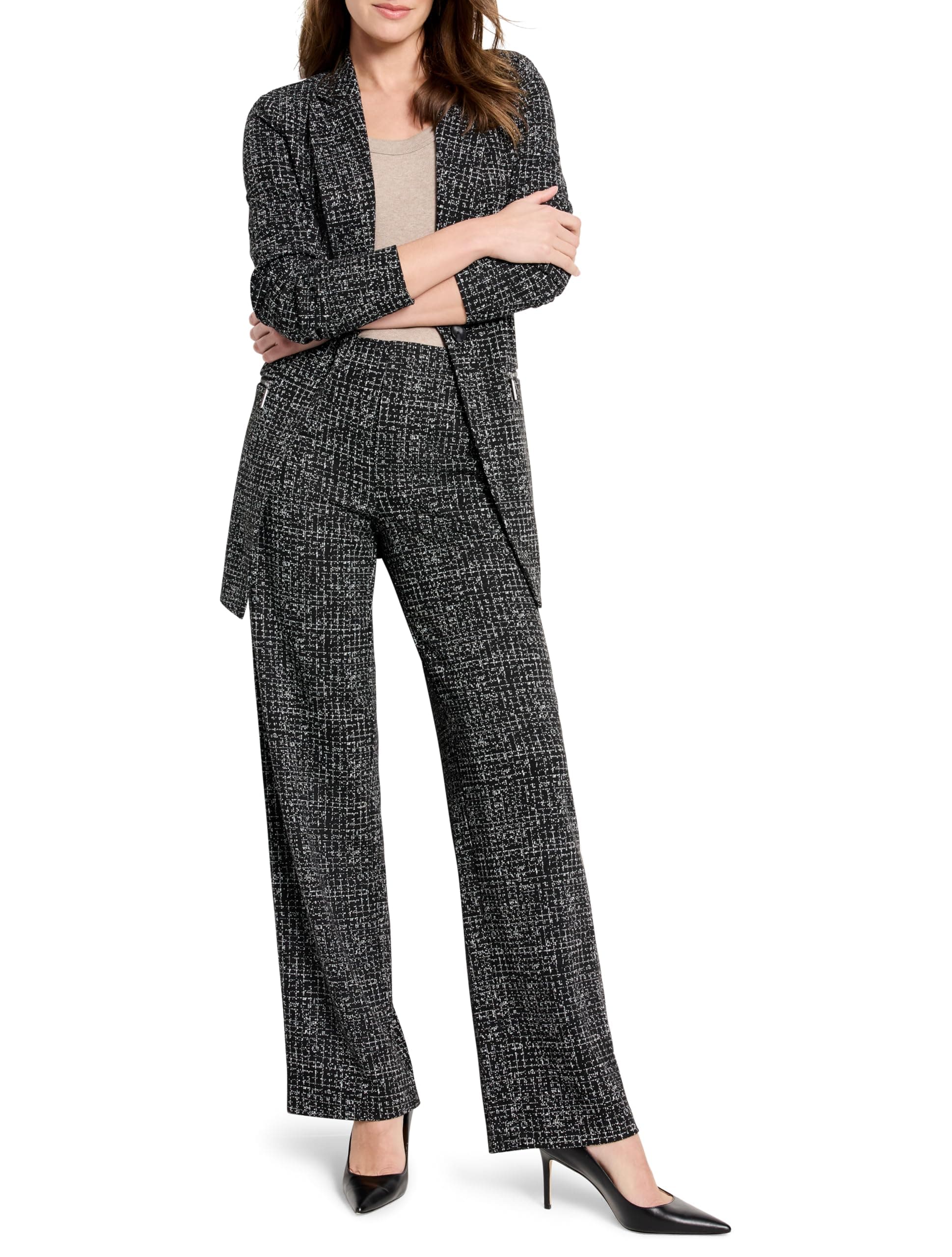Nic+Zoe Women's Dotty Grid Zip Jacket Blazer