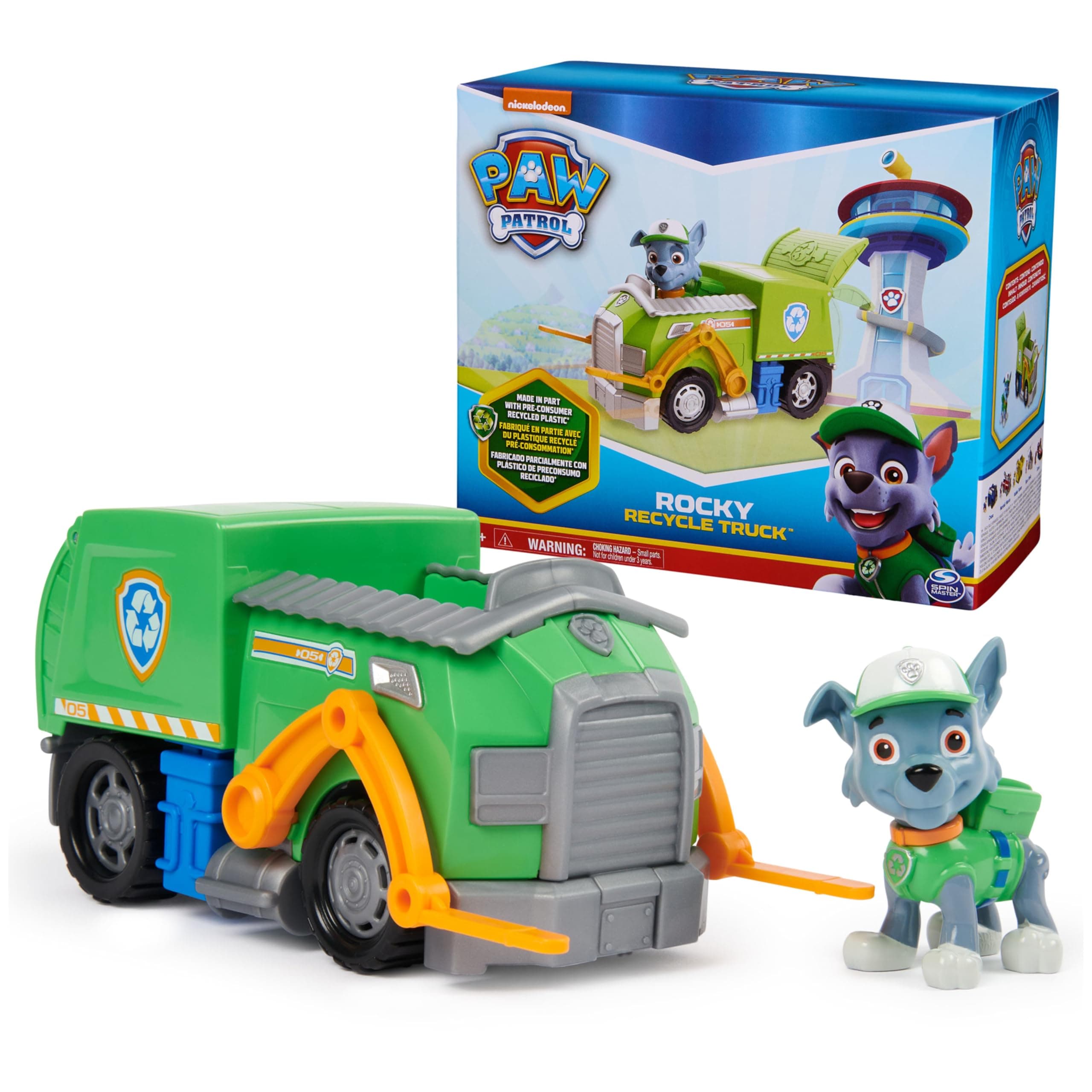 Rocky’s Recycle Truck, Toy Truck with Collectible Action Figure, Sustainably Minded Kids Toys for Boys & Girls Ages 3 and Up