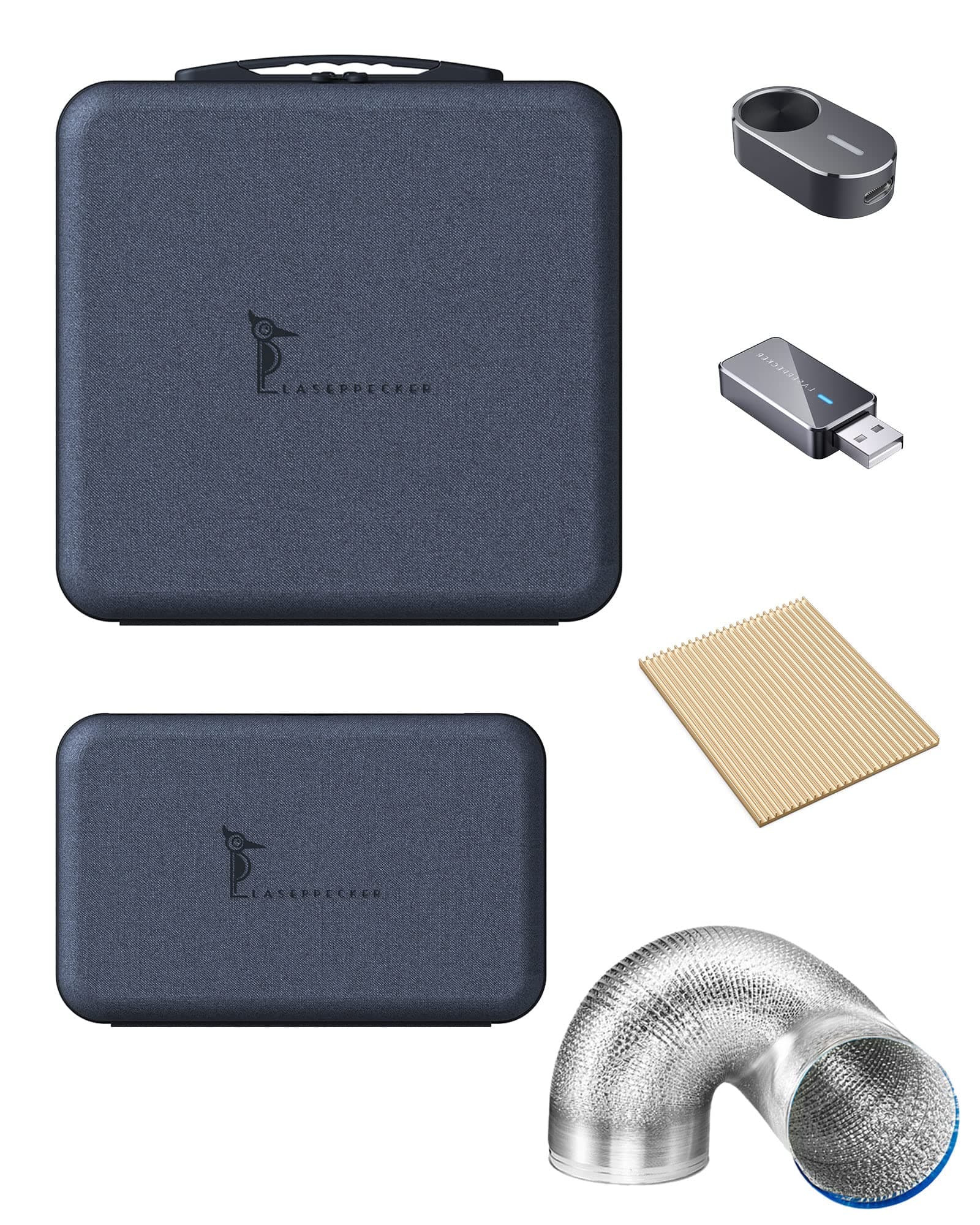 2 Laser Engraver Accessories, Machine Storage Case + Roller Storage Case + Cutting Plate + Bluetooth Dongle + Batch Engraving Button + Exhaust Pipe, Engraving Machine Accessories for LP2