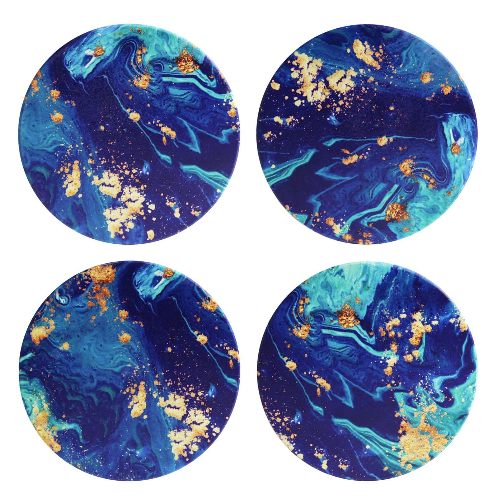 Blue Coasters for Drinks Absorbent Stone