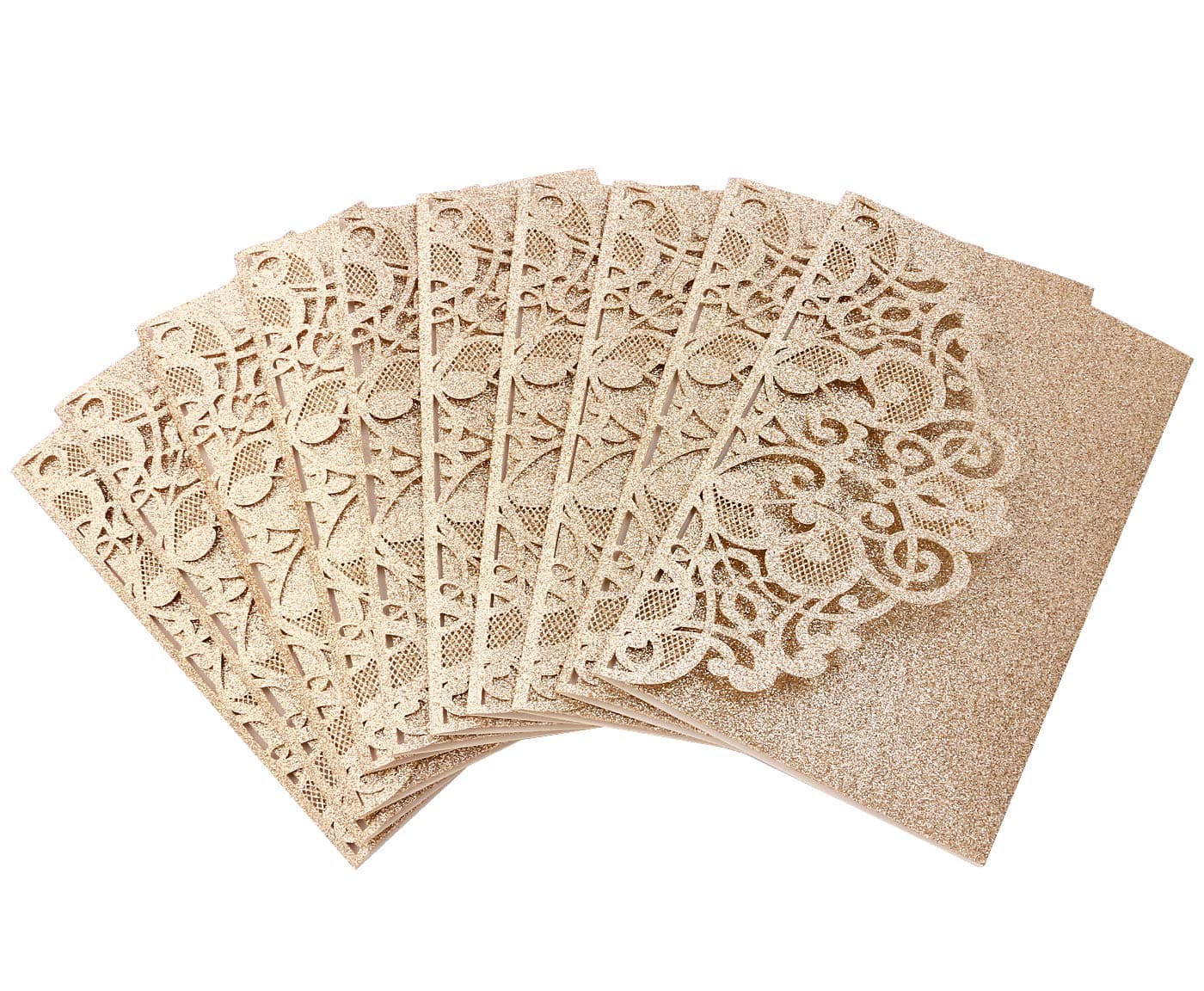 driew Wedding Invitations with Envelopes, 12 pcs Laser Cut Invitation with RSVP Cards for Wedding Engagement Bridal Baby Shower Business Event Shimmer Elegant Chic Rustic