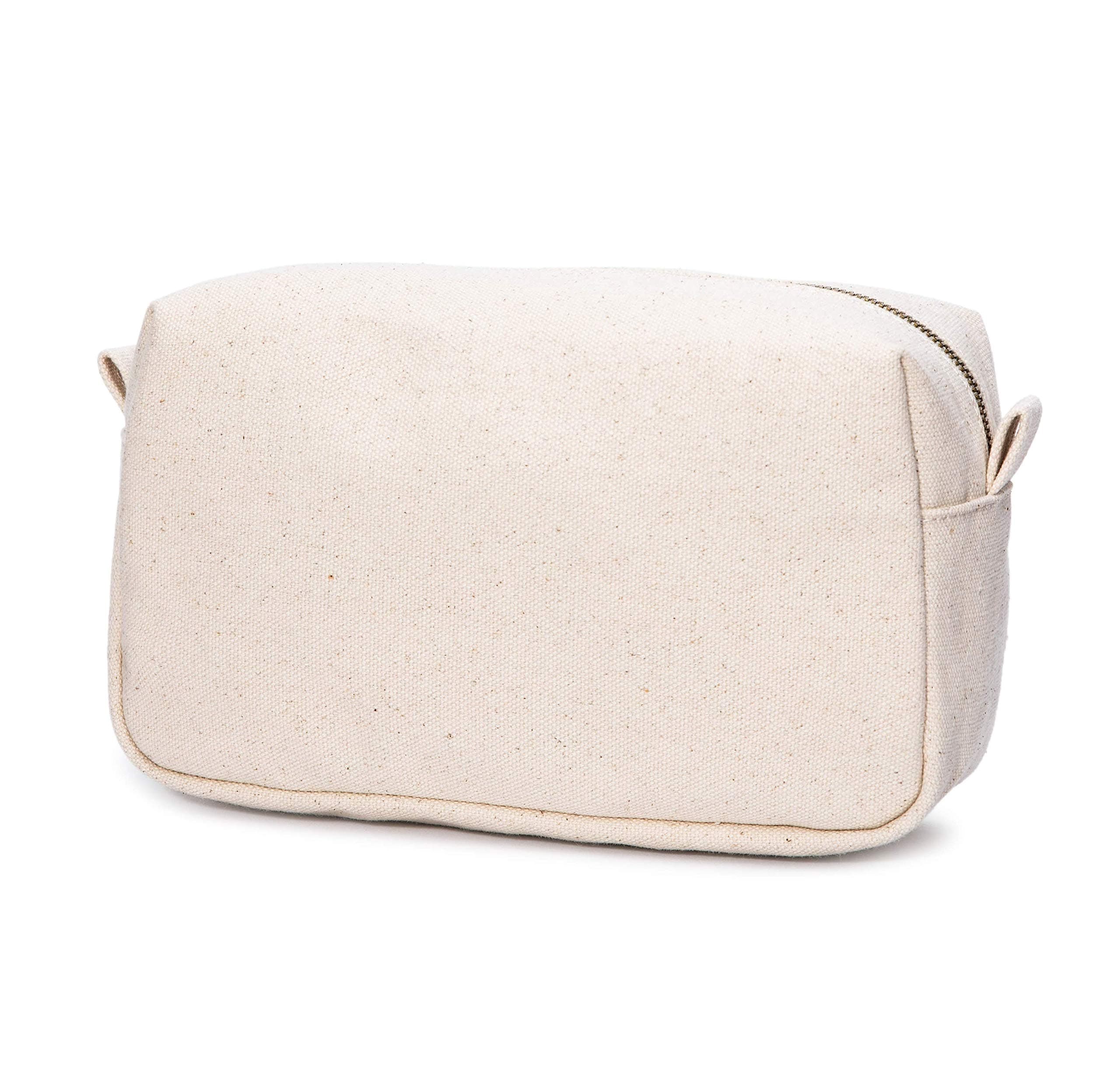 Karitco Plain Canvas Makeup Case Organizer Pencil Bag Brass Zipper