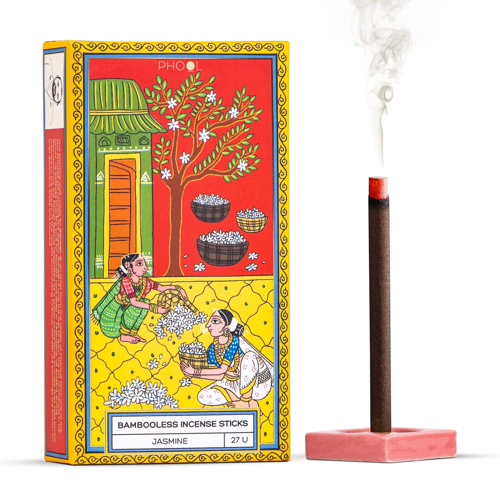 PHOOL LUXURY INCENSE Phool Bambooless Incense Sticks - Jasmine | Special Char Dham Yatra Pack | for Pooja | Dhoop Holder Inside | Charcoal Free | Burn Time : 60+ Mins | Surprise Gift Inside